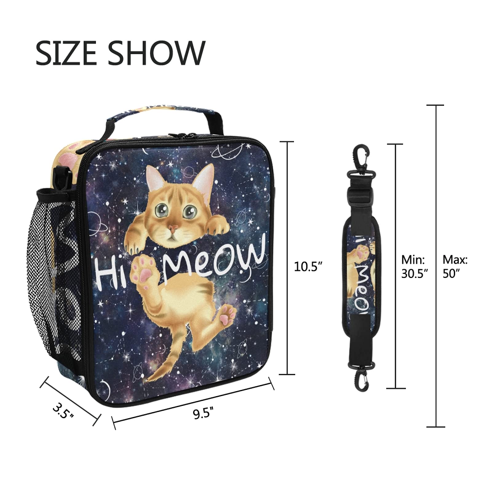 Borsa per il pranzo a forma di gatto con animale, borsa termica con tracolla regolabile rimovibile per donne, uomini, ufficio, picnic