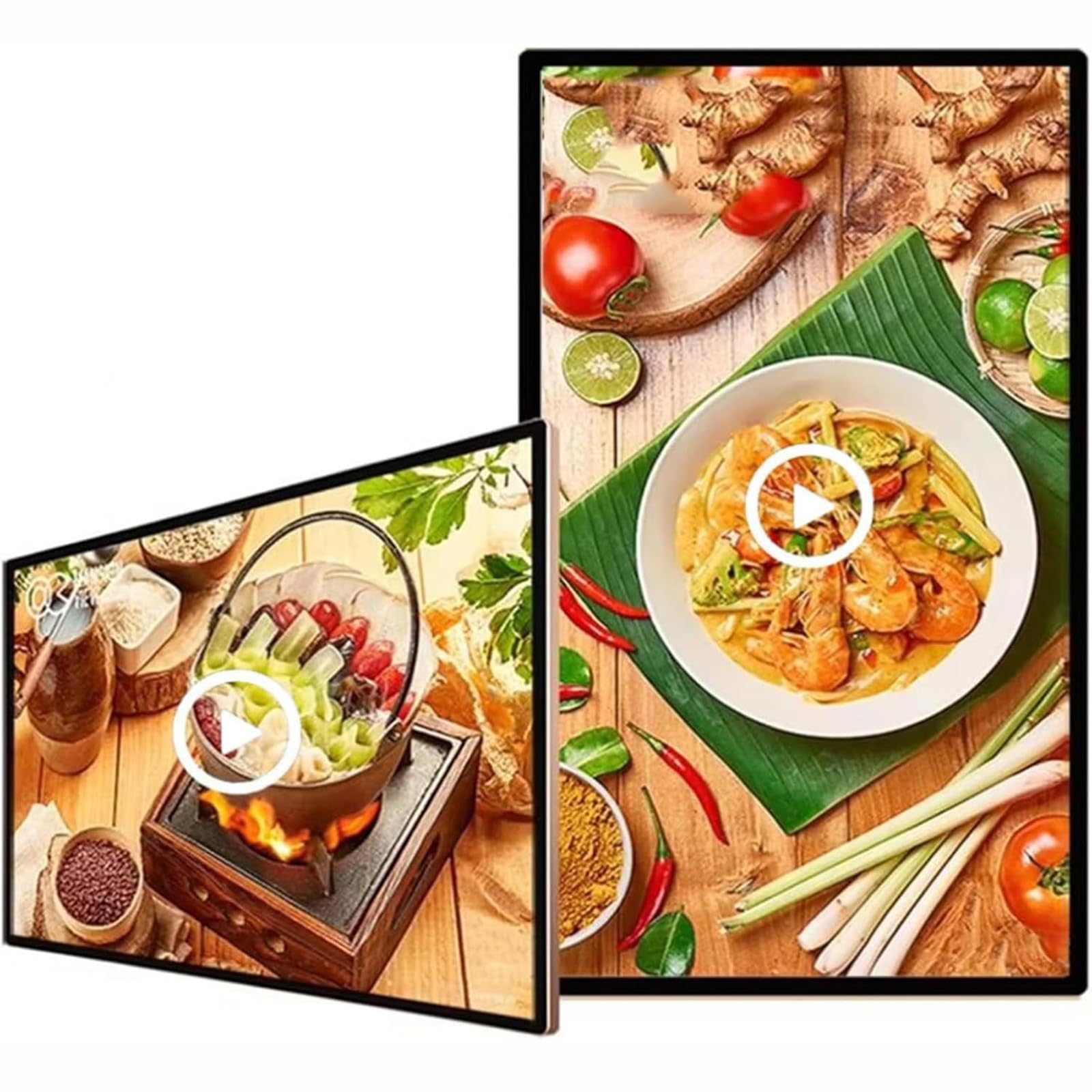 Pizarra de menú de montaje en pared de señalización digital para restaurantes, pantalla publicitaria, pantalla dividida inteligente, conmutación horizontal y vertical, pantalla de 68 cm