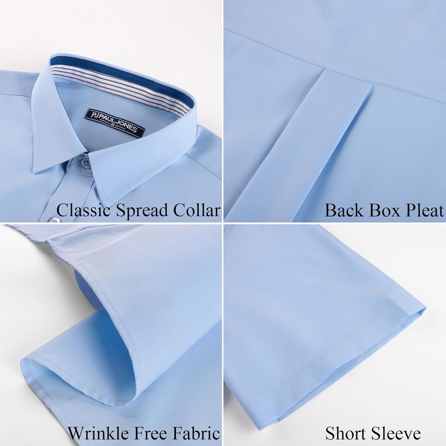 PJ PAUL JONES Mens Short Sleeve Dress Shirts Stretch Wrinke Free Untucked Business Casual Button Down Shirt Regular Fit - Image 7