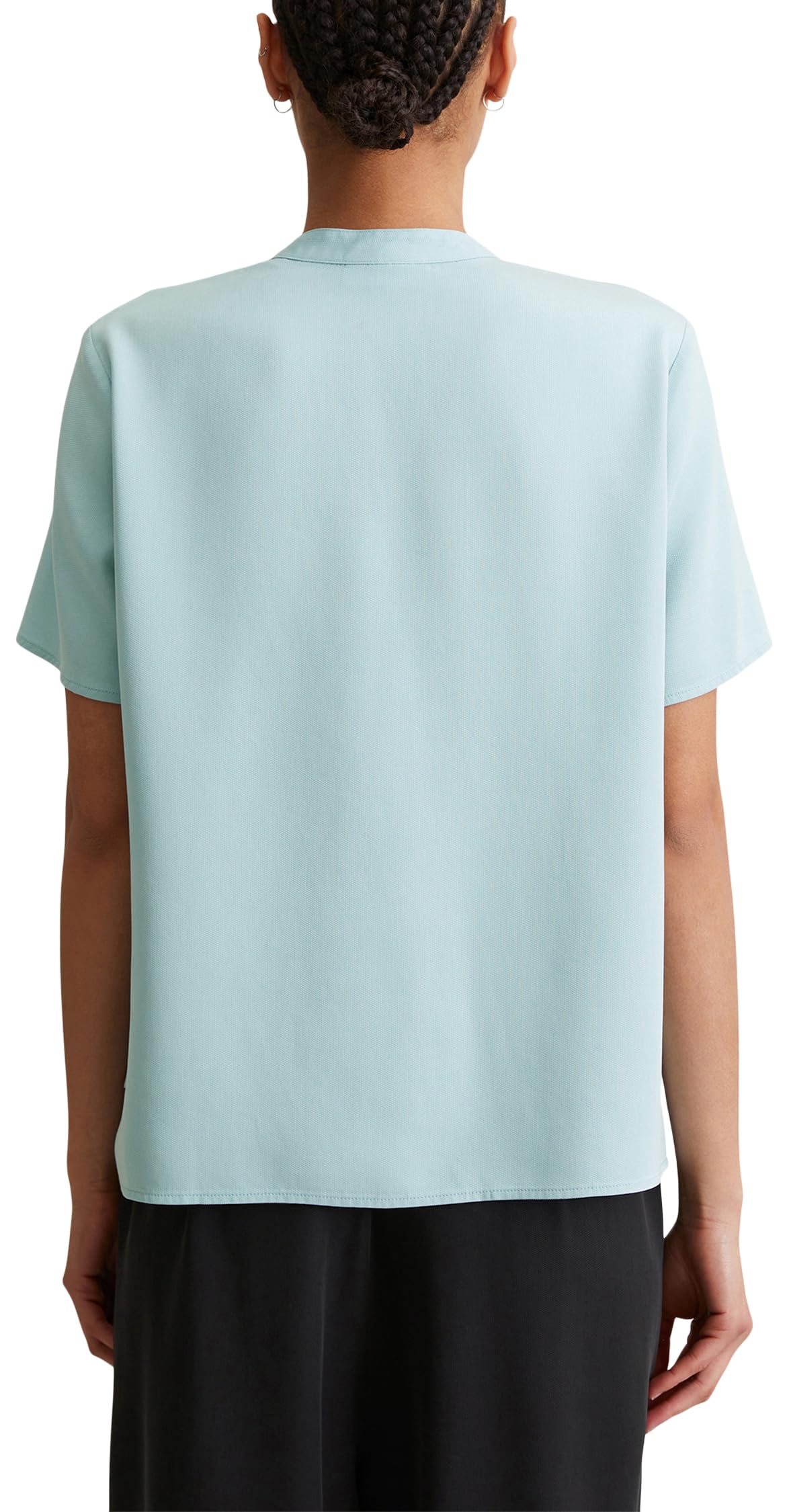 Marc OߴPolo Denim Donna Camicia a maniche corte con colletto alla coreana regular fit, Blu (Blue Fog), XL