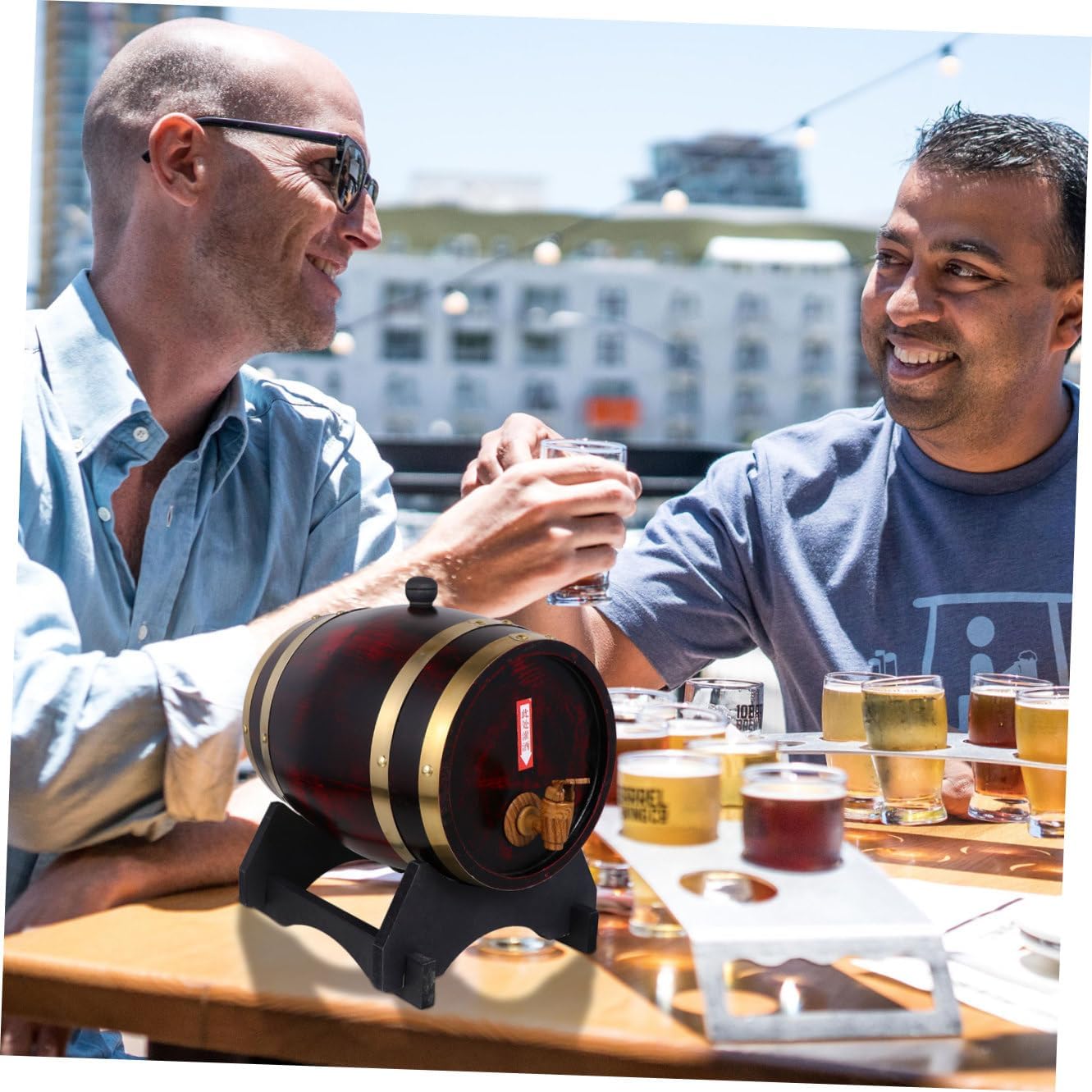 Luxshiny 1pc Antique Beer Barrel Dispenser for Home Bars Rustic Pine Design for Entertaining and Decor for Wine Beer Lovers