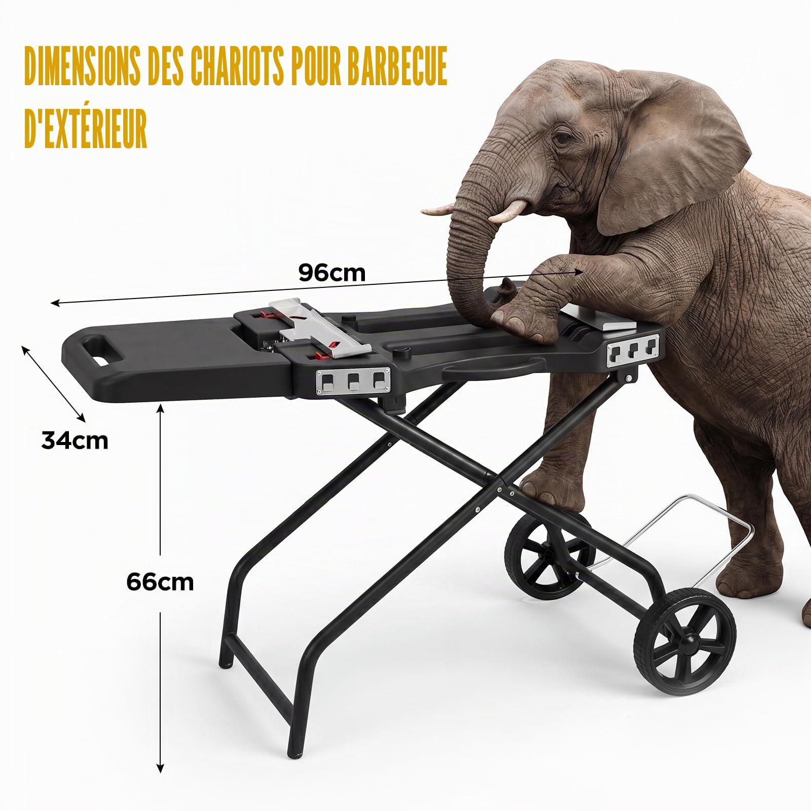 GFTIME Chariot pour Weber Q1000, Q2000 barbecues à gaz, chariot de grill pour Blackstone 43/56cm, support de barbecue extérieur, chariot de service pour barbecue pour Weber Q1200, Q1400, Q2200, Q2400.