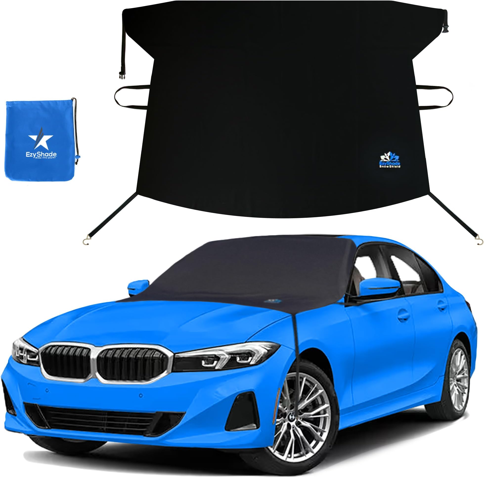 EzyShade Car Windshield Cover for Ice and Snow. Windshield Snow Cover for Car SUV Truck. Frost Shield Windshield Cover, Car Snow Cover, Winter Car Accessories. See Size-Chart - Standard (M) Size