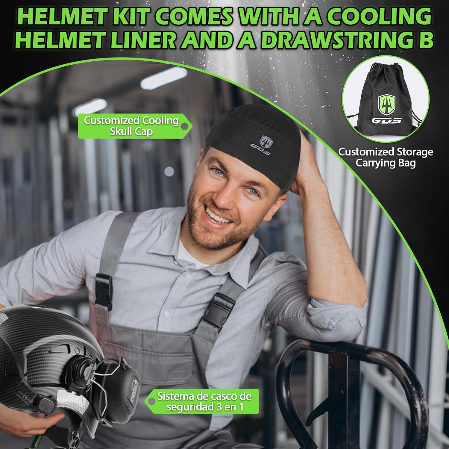 GREEN DEVIL Safety Helmet Hard Hat with Visor and Bluettoth Ear Muffs Vented Work Helmet for Men and Women ANSI Z89.1 Approved Hardhat Ideal for Industrial & Construction - Image 7
