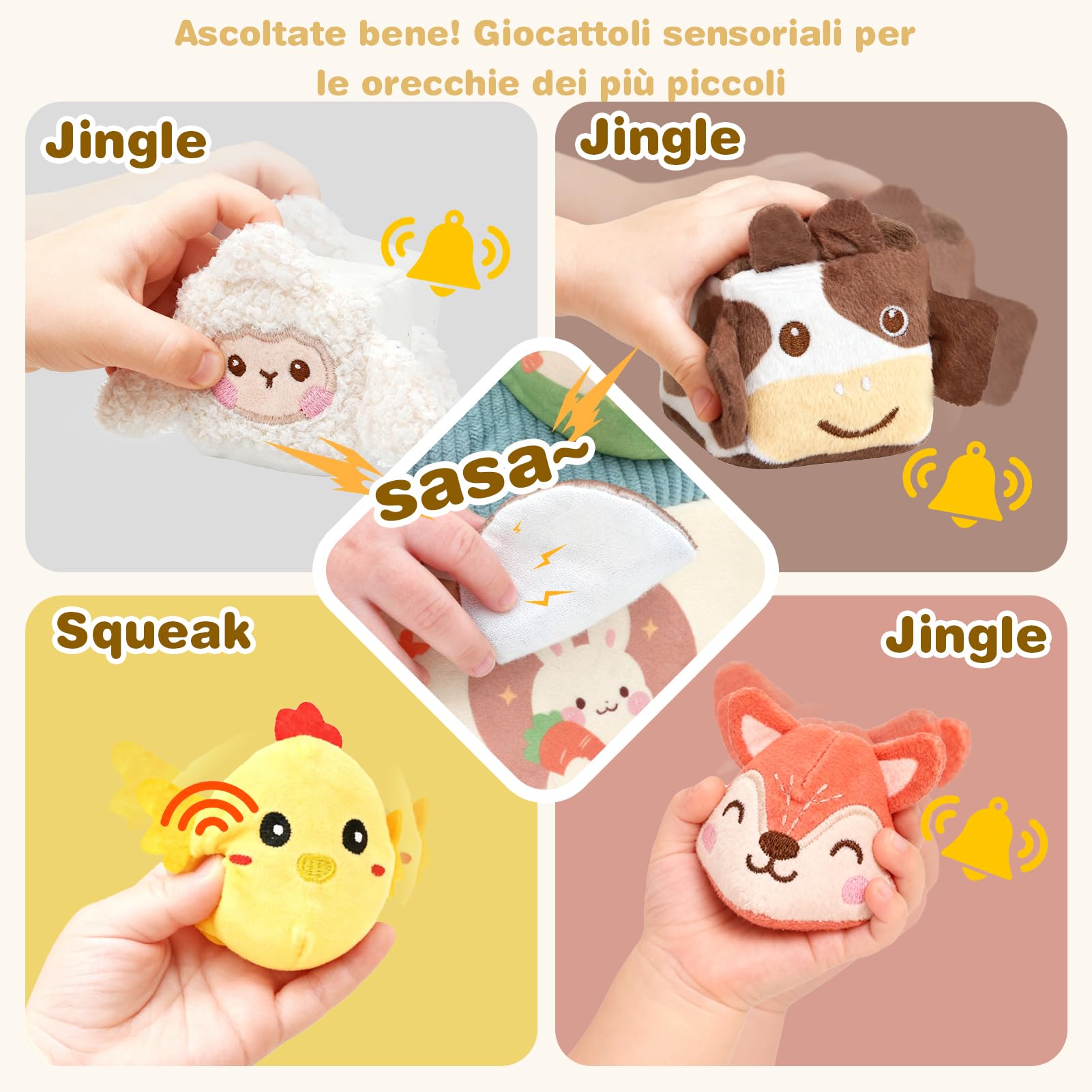 Giochi Bambini 1 Anno, Giochi Montessori 1 Anno, Fattoria Animali Bambini con Fienile/Sonaglio/Specchio, Giochi Neonato 6 9 12 Mesi, Regalo Bambino 1 Anno