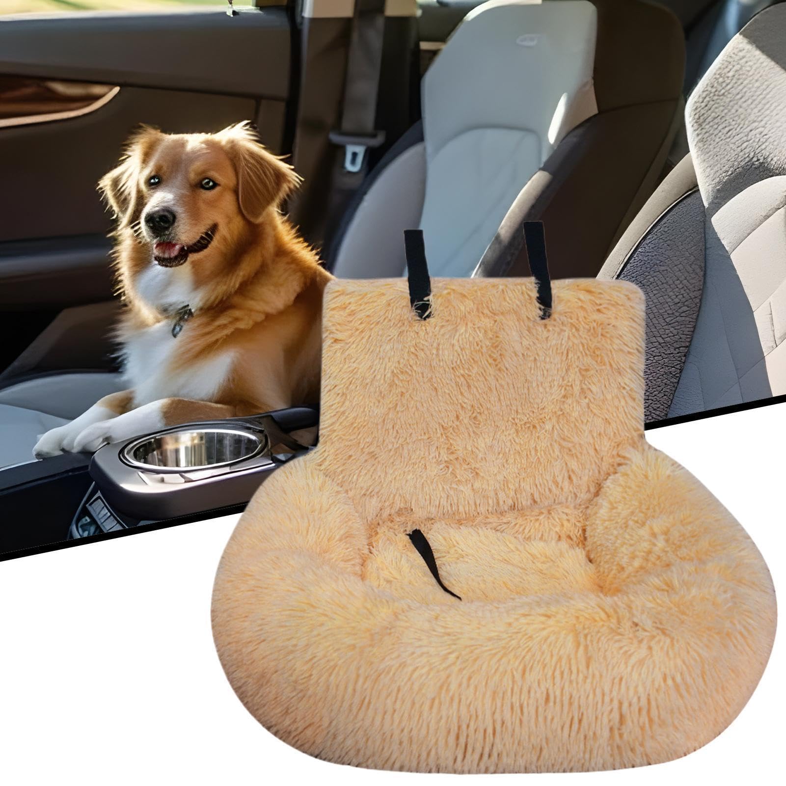 Asiento de coche para , cojín de asiento de coche de felpa para cachorros, cojín de cama de mascotas antideslizante para viajes, camping, senderismo, desplazamientos diarios
