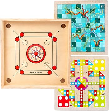 Carom Board, Carrom Board Game - Wooden Classic Strike Game with Coin | Educational Carom Strike Family Fan, Family Board Game for Carrom Lovers and Families