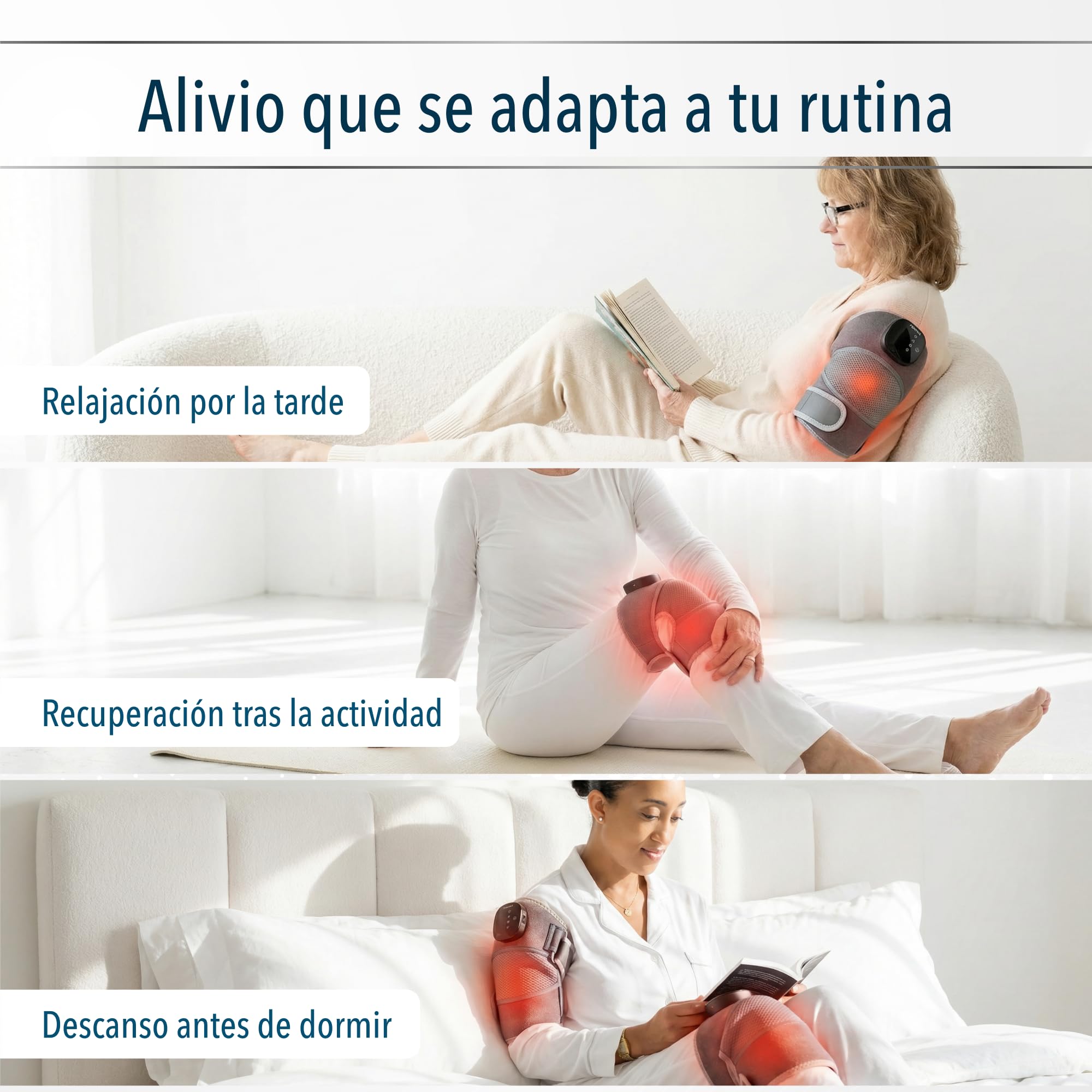 FORTHiQ RED+ Rodillera con calor y luz roja, masajeador con 5 niveles y 52 luces rojas/IR, inalámbrico y ajustable para rodillas, codos y hombros, Regalo para hombres y mujeres