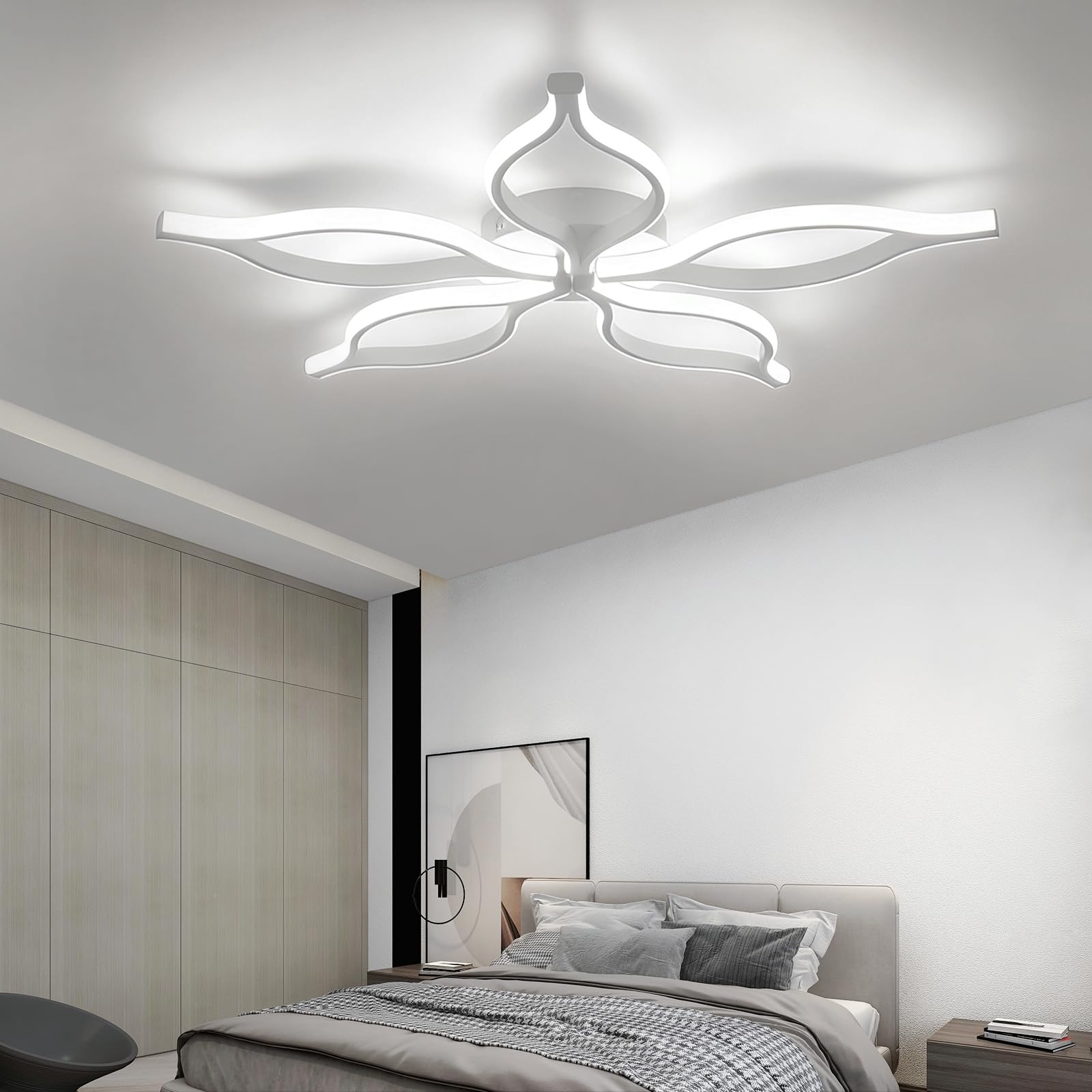 CBJKTX Lampa sufitowa LED do salonu, nowoczesny design, 80 cm, 75 W