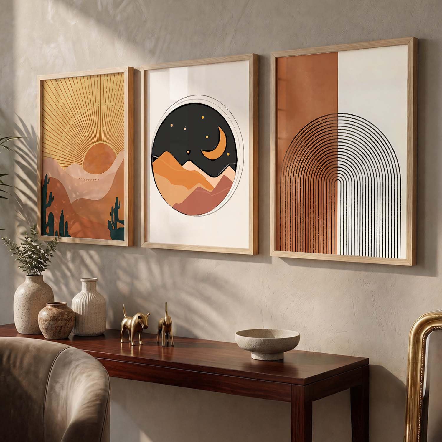 Bohemian Floral Wall Art Set - 3 Prints with Frame -28