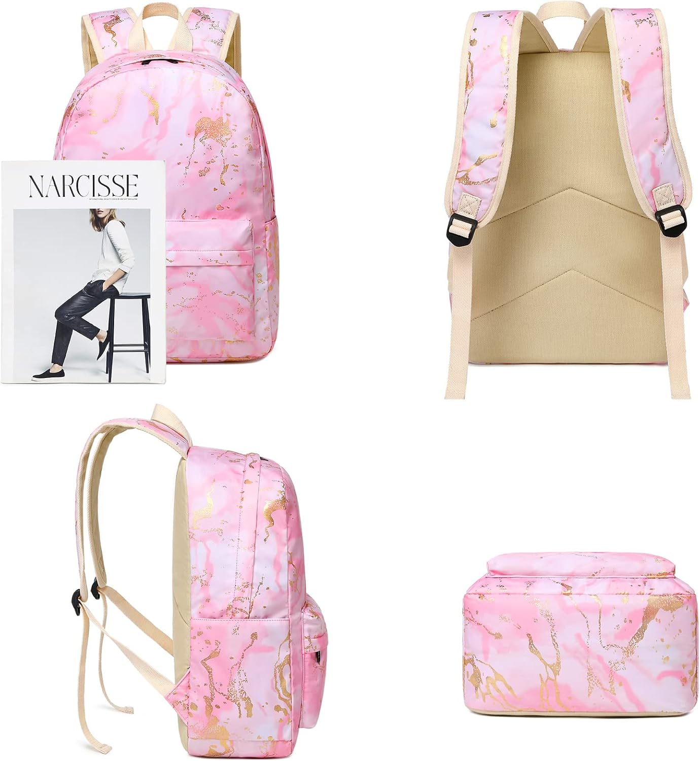 Promo 40% OFF BLUBOON Teen Girls School Backpack Kids Bookbag Set with Lunch Box Pencil Case Travel Laptop Backpack Casual Daypacks (Pink)