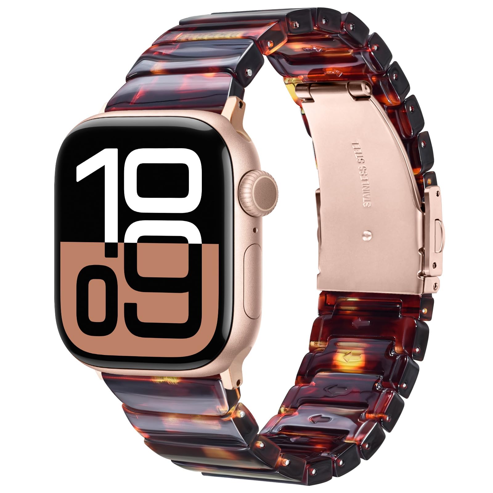 V-MORO Resin Band Compatible with Apple Watch Series 7/8/9/10/11 41/40/38/42mm, Women Fashion Strap for iWatch Series 6/5/4/3/2/1/SE, Lightweight Bracelet Wristband Replacement, Ivory White-Rose Gold — view 32