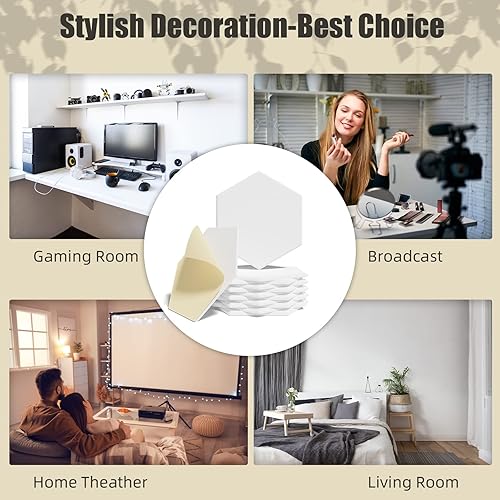 Miniatura 6 de UCORN Paquete de 12 paneles de espuma autoadhesivos a prueba de sonido, paneles acústicos de 12 x 10 x 0.4 pulgadas, paneles de pared con diseño