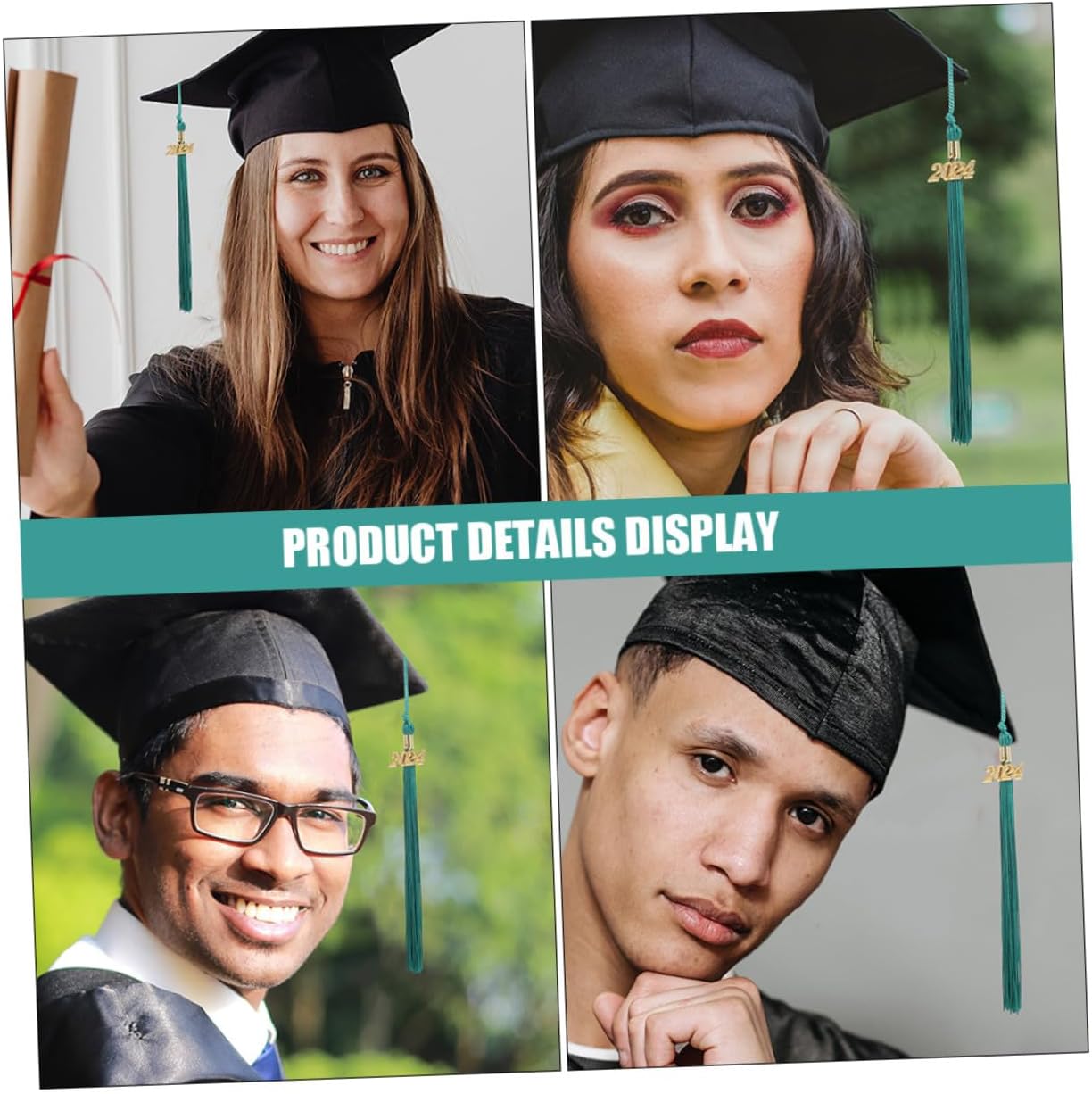 8pcs Green Polyester Graduation Cap Tassels Set for Doctoral Hats Graduation Hat Decorations for Ceremony Accessories