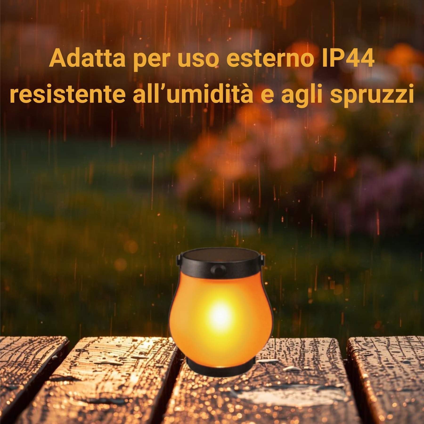 Sigmaled lighting - Lampada Solare Effetto Fiamma o Luce Continua, Lanterna da Esterno LED IP44 Crepuscolare, Lampade da Giardino a Ricarica Solare oppure USB, 48-50 Ore di Autonomia, 2 pezzi