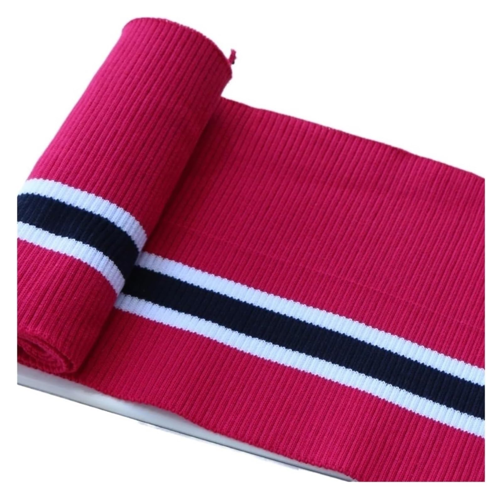 Rib Knit Cuff, Elastic Ribbed Cuffs Multicolor 80cm x 15cm(Rose)