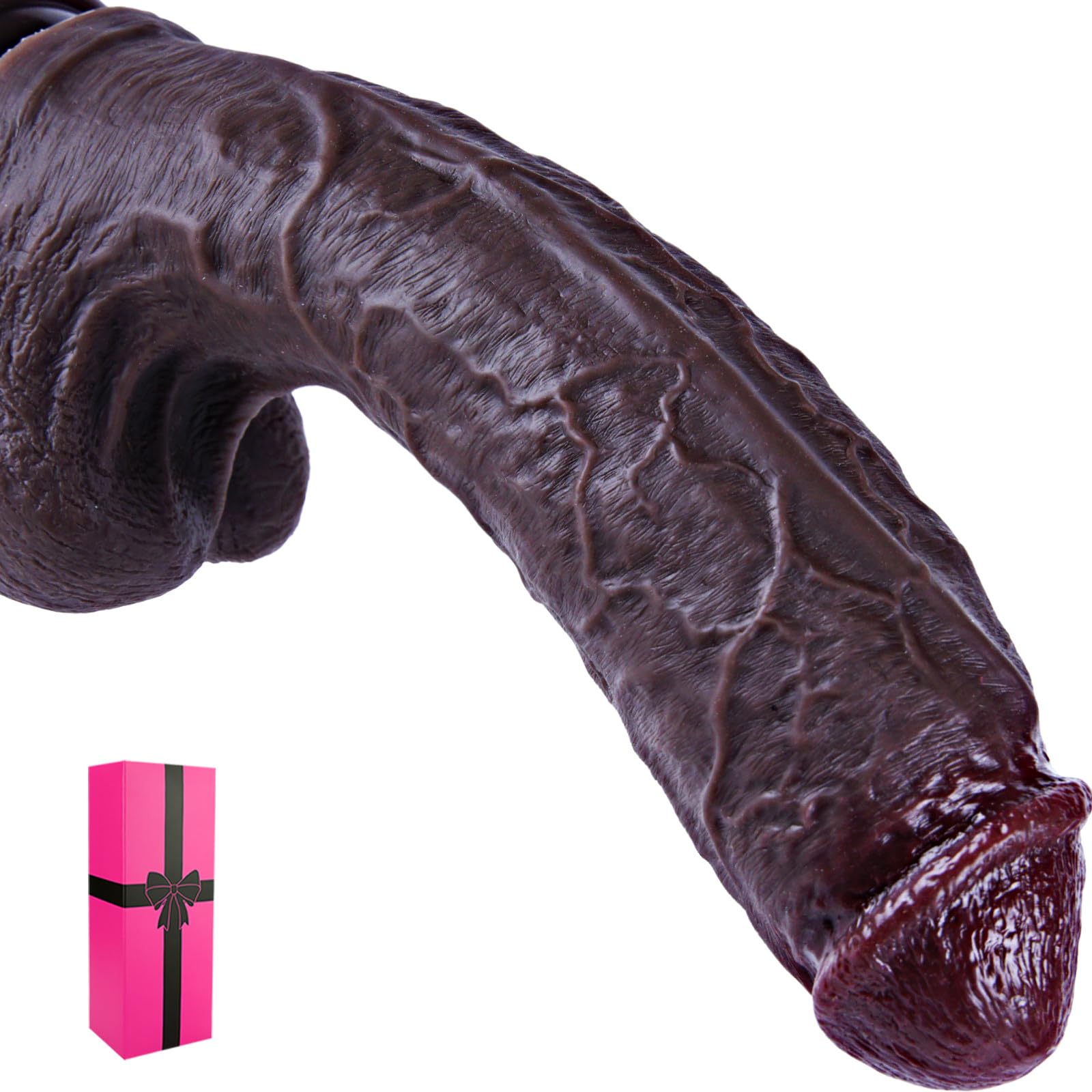 Dildo realistico gigante in silicone nero da 27,5 cm, dildo extra large e spesso con ventosa, pene lungo XXL, ottimo per la stimolazione del punto G e il gioco anale profondo, ottimo per le coppie gay
