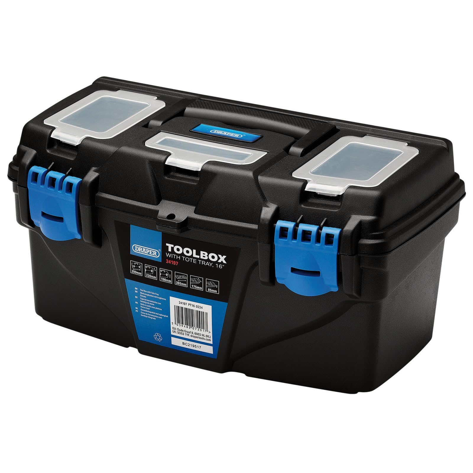 Plastic Toolbox With Tote Tray 16"" - 24197