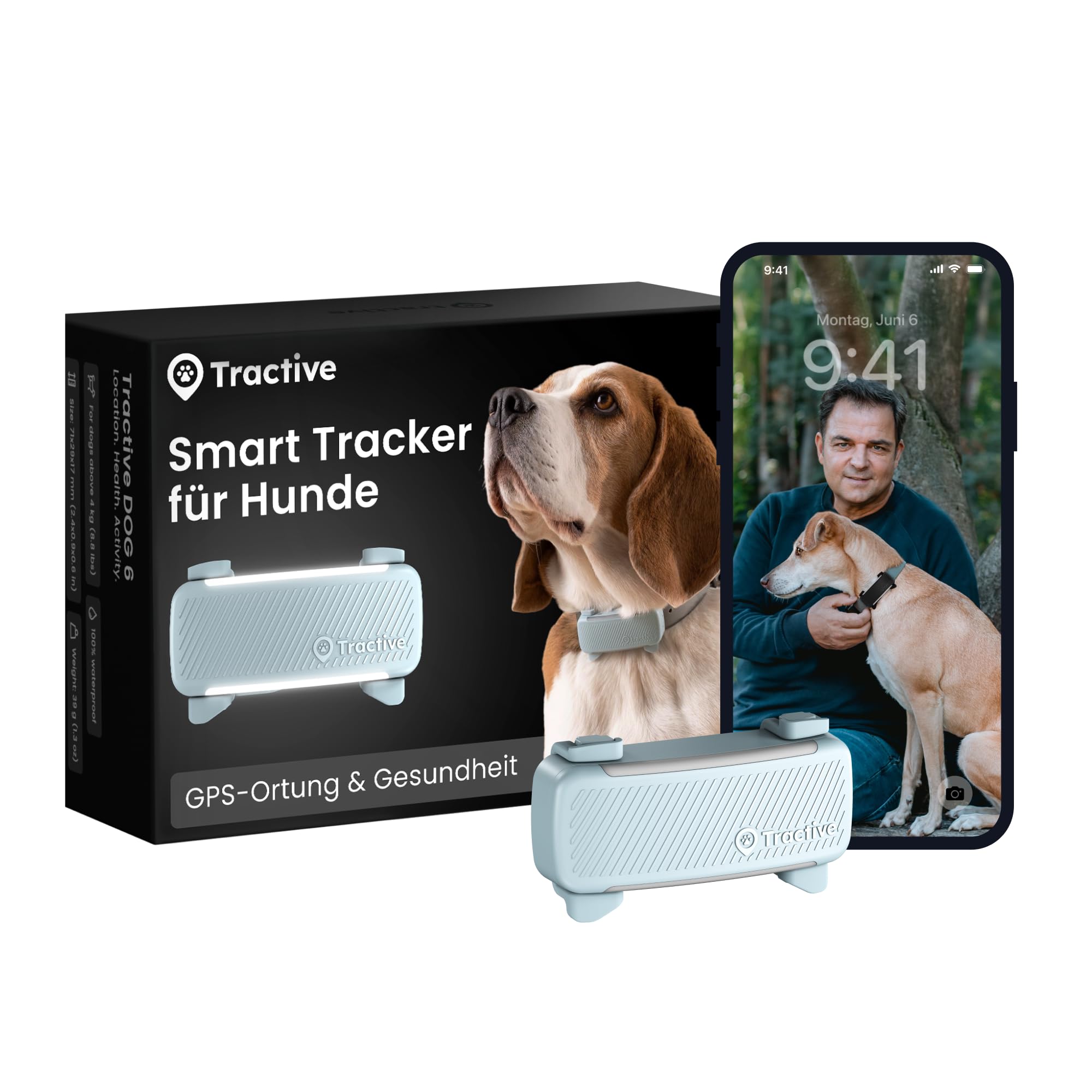Tractive GPS Tracker Hund | 2025 Edition | Live-Ortung | Weglaufalarm | Aktivitätstracking | Gesundheitswarnungen | Bellverhalten | Empfohlen von Martin Rütter (Mint)