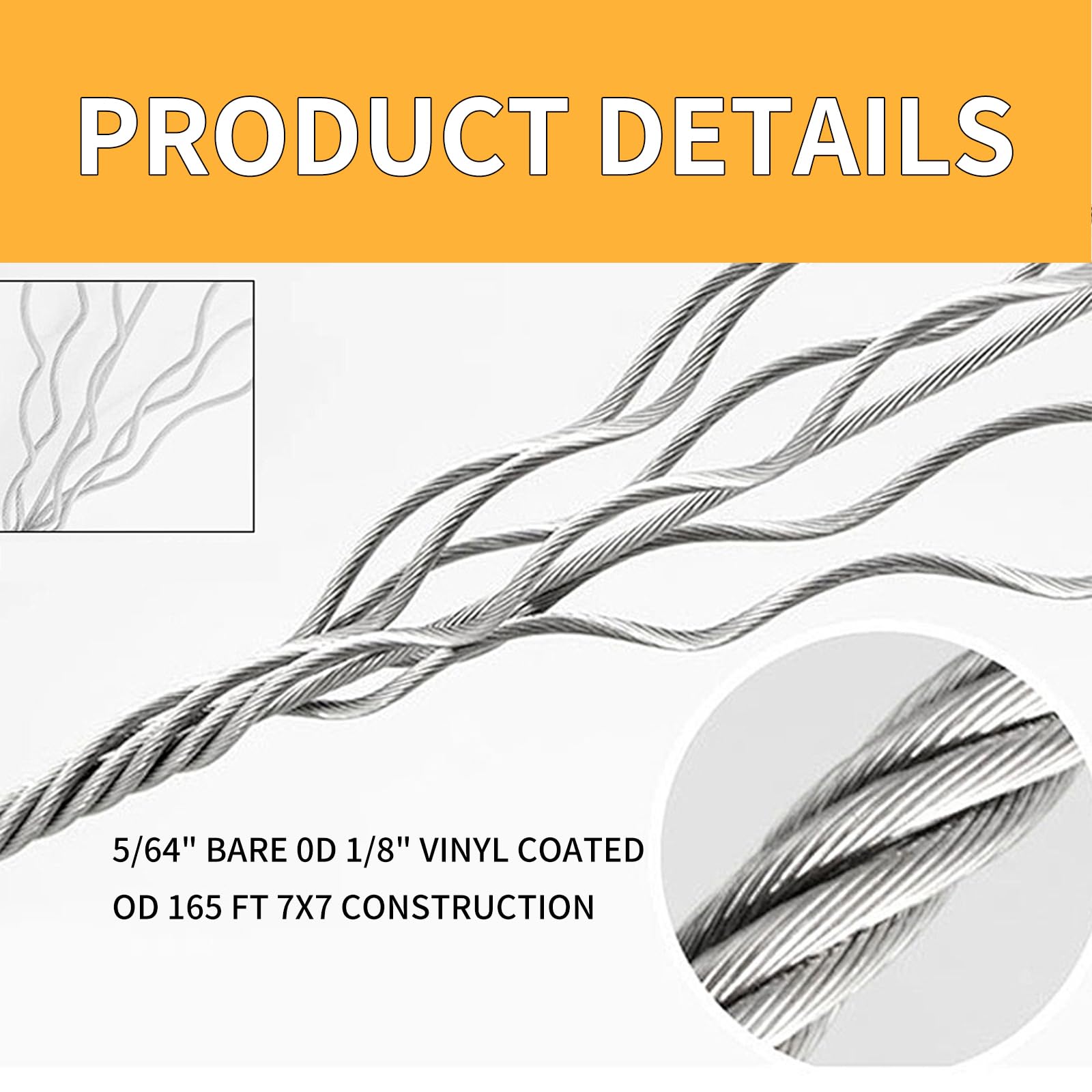 Shineyoo 1/8" Wire Rope Kit - Steel Wire, 100FT Turnbuckles For Cables