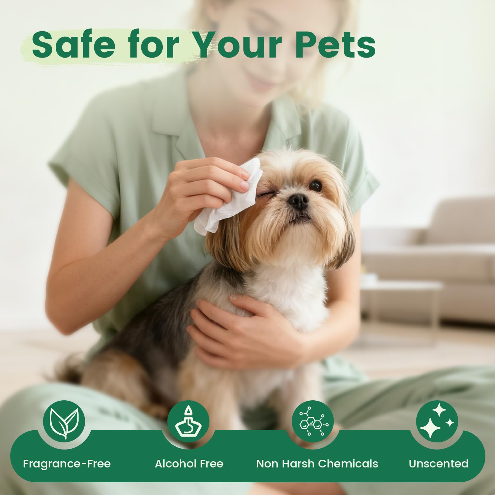 Lot de 400 lingettes non parfumées pour pattes et fesses - Grandes lingettes épaisses pour chiot - Pour le visage et le corps - Lingettes de nettoyage désodorisantes pour chat - Nettoyage des poils et