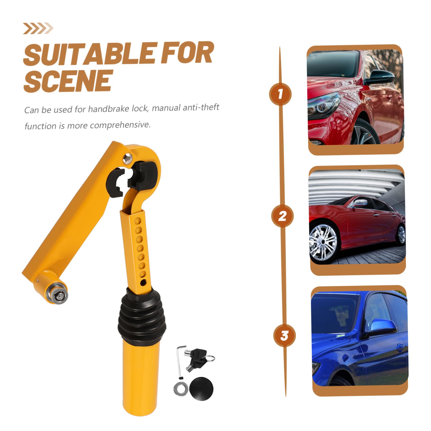 TOPBATHY Dispositif Antivol pour Voiture en Acier Or, Verrou de Levier de Vitesse Facile à Installer Structure Simple, Protection du Frein à Main pour Sécurité Renforcée