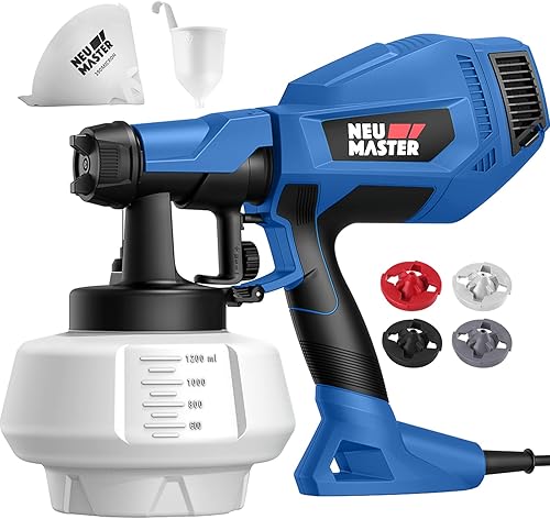 Miniatura 1 de NEU MASTER Pistola de pintura, pulverizador de pintura eléctrico de 40.6 fl oz, contenedor desmontable, 4 boquillas3 patrones, fácil de usar para el