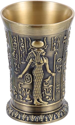 Vaso de chupito egipcio vintage de metal Egipto Copa de vino de metal Copa de vino tinto Copa de licor Copa de cáliz de vino Grabado en relieve Vaso