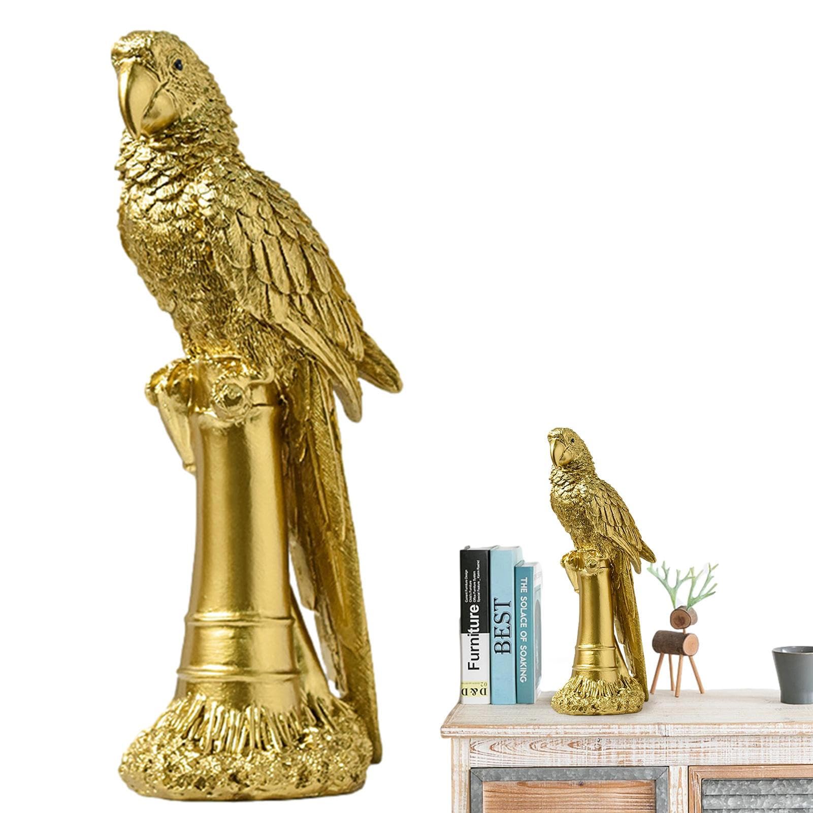 Geruwam Light Desk Parrot, Parrots In Resin, Collectible Figurines | Realistic Hand Painted Birds Figurines Style Luxury Parrot Resin