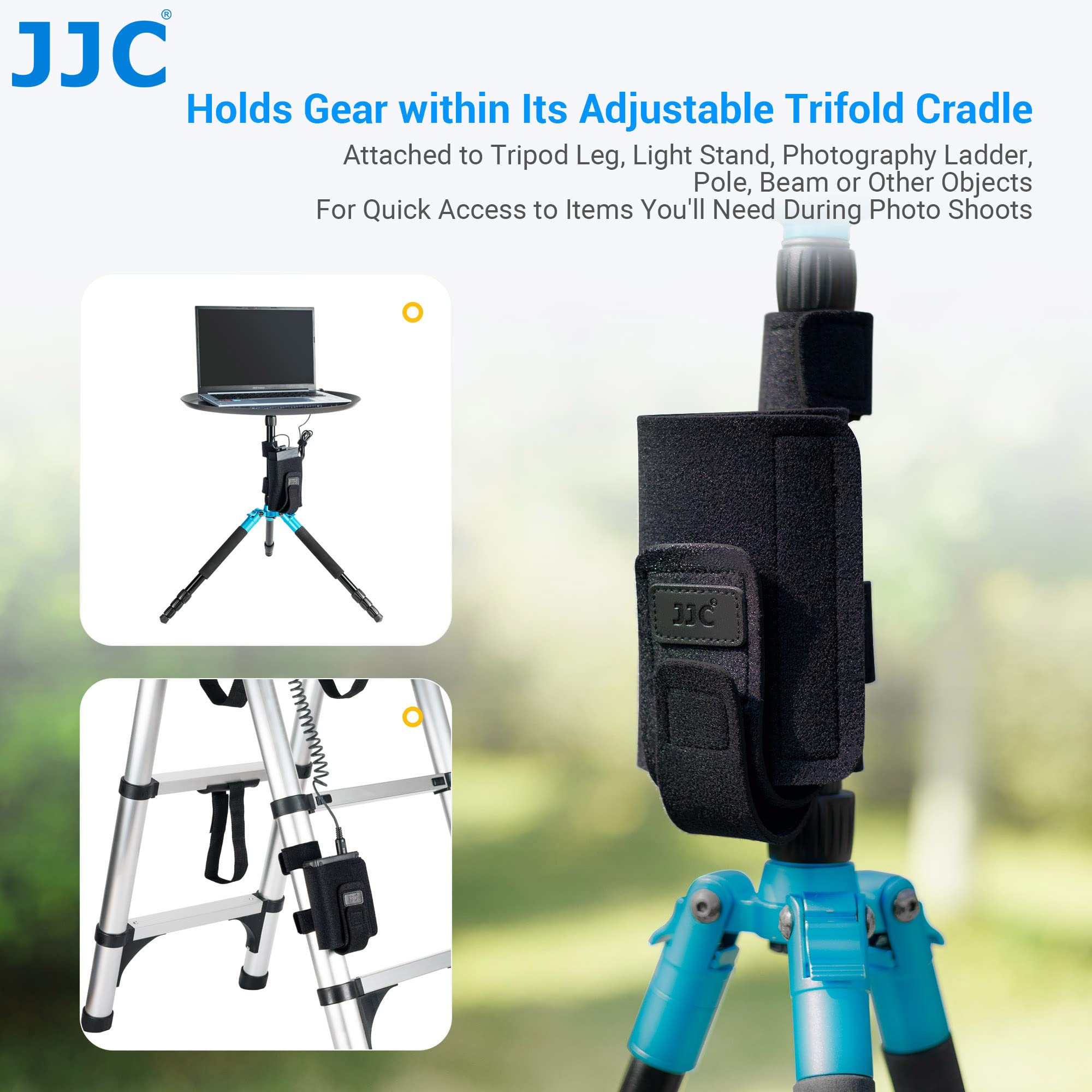 JJC Cinghia Montaggio Neoprene per Piccoli Gadget Attacca Alla Gamba del Treppiede, Supporto Luce Scala Fotografica, Fascio e Altri Oggetti per un Accesso Rapido Agli Oggetti (Capacità Carico 1kg)