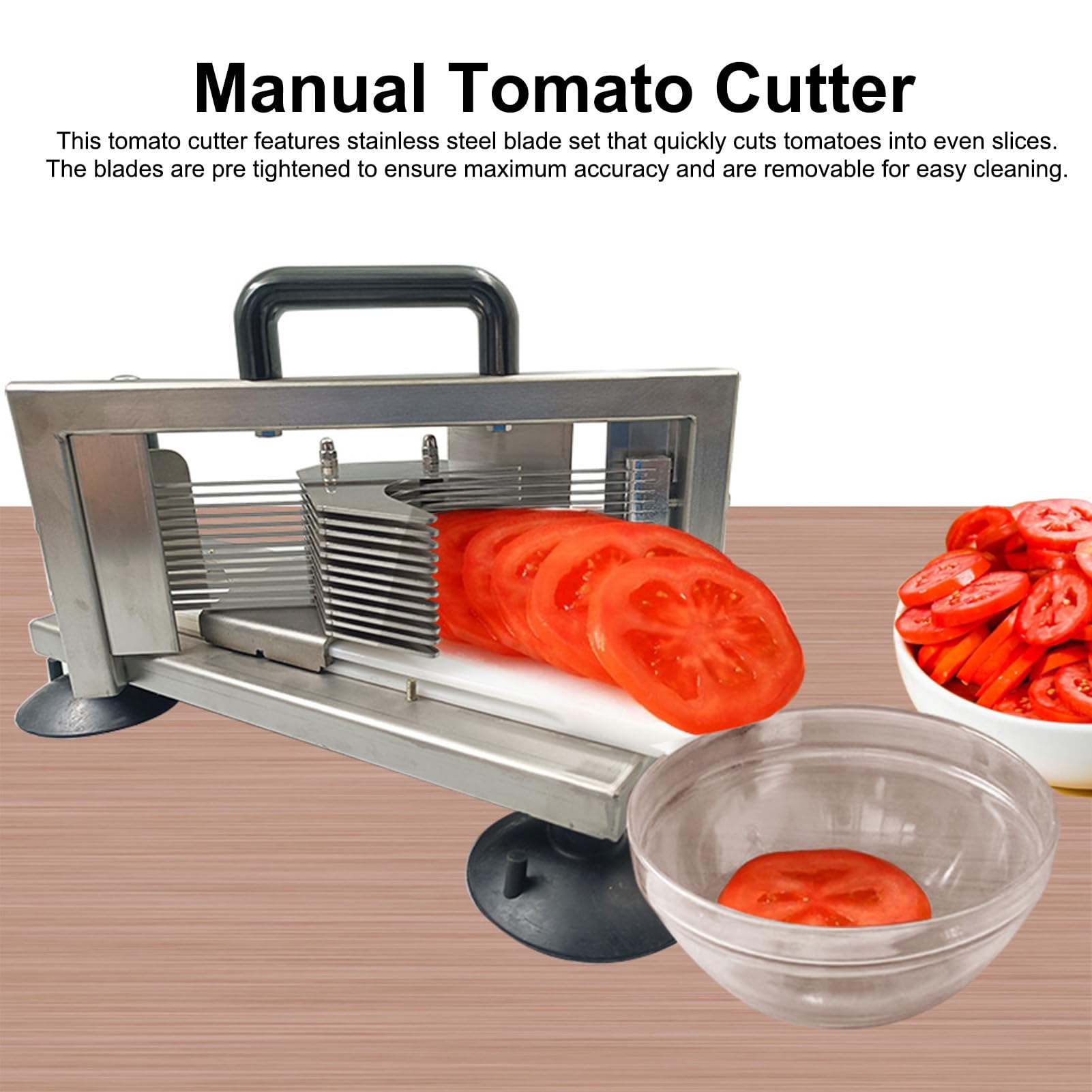 Kommerzielle Manuelle Tomatenschneidemaschine mit 3/8 -Zoll -Schnittdicke, 304 Edelstahl Tomatenschneider für Gemüse und Obst, Ergonomische Griffe für Einen Sicheren Betrieb (3/16)
