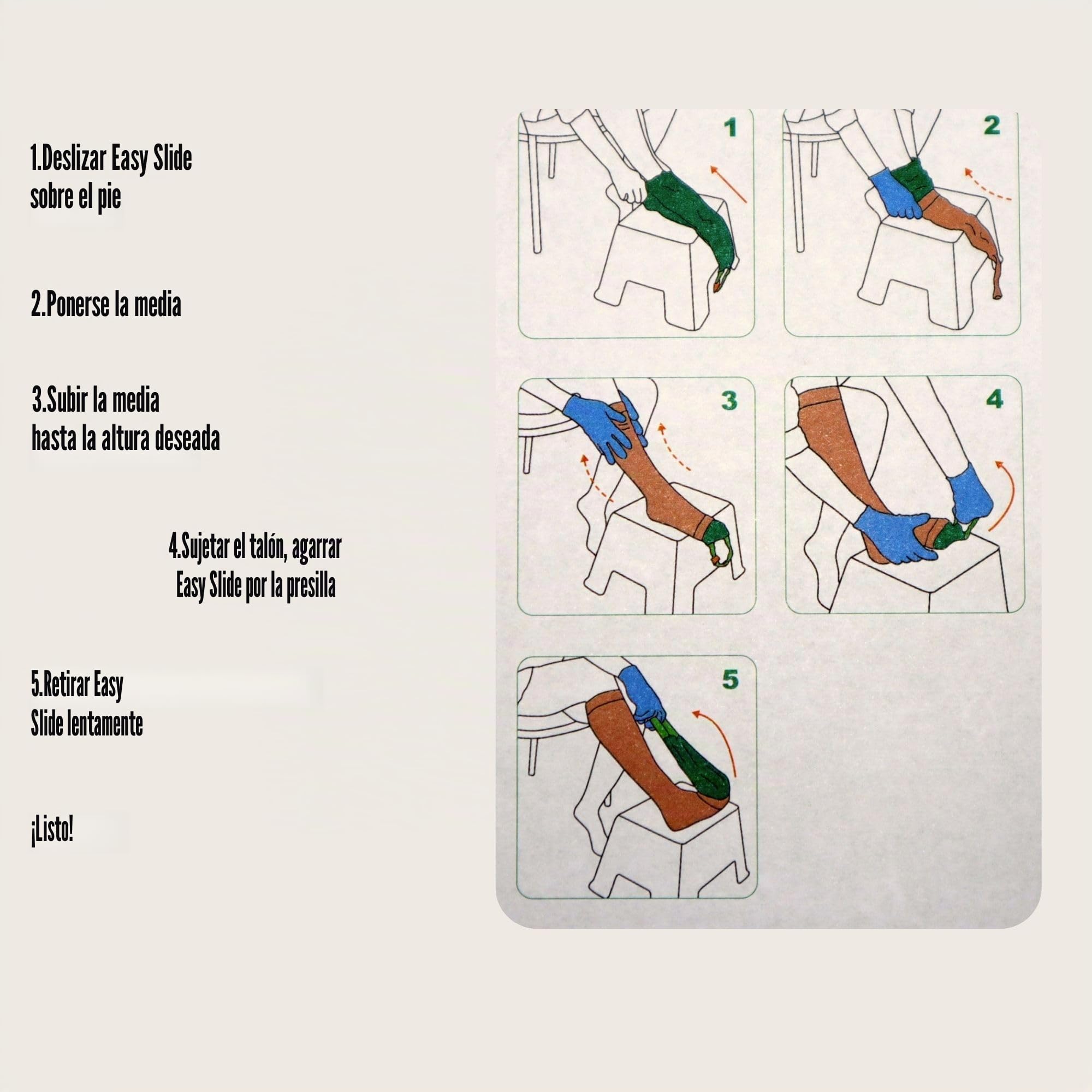 Arion Easy Slide tirador de medias & Olanmarp detergente fino para medias de compresión 50 ml -Fácil de poner y cuidar (Número de calzado : de 42, punta abierta)