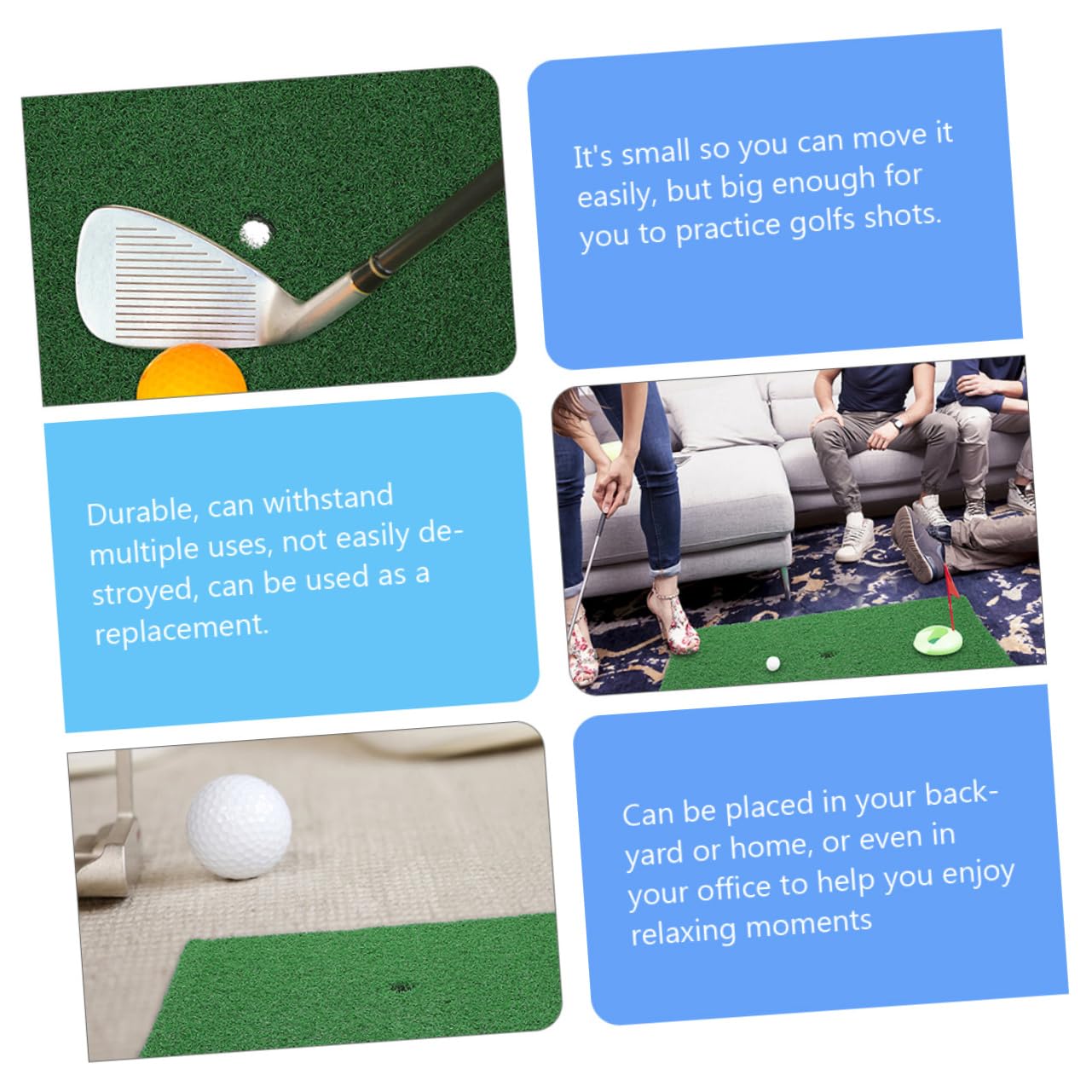 GAROZATION Golfs Practice Turf 2pcs Folding Golf Mats Realistic Artificial Grass Ideal for Indoor/Outdoor Use