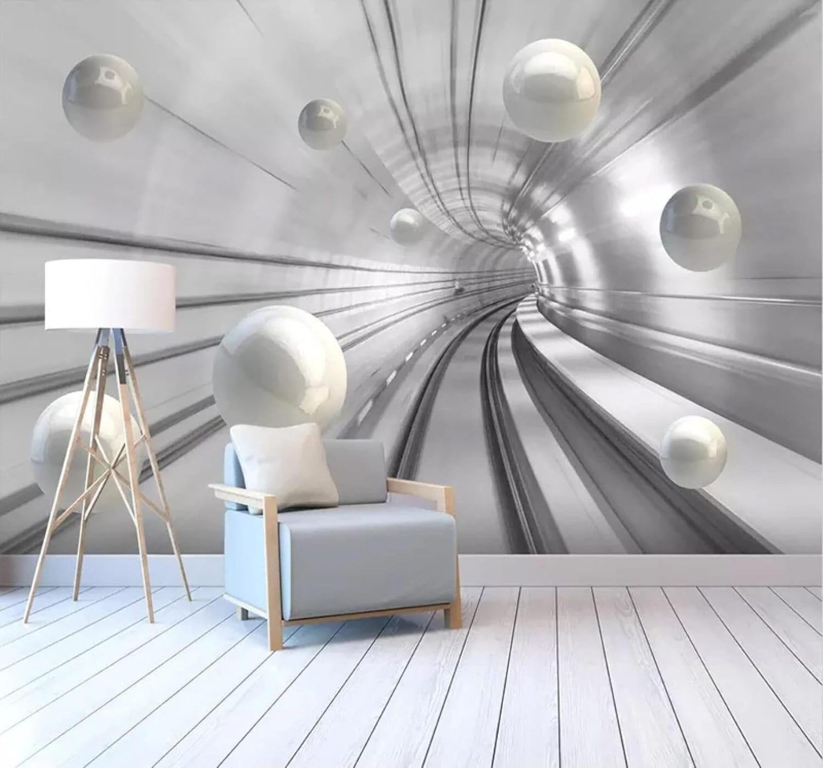 Xlming 250Cm×170Cm(B×H) Abstract Tunnel Spatial Extension Spheres Individuality 3D Wallpaper Luxury Home Dining Decor Paste Sofa Living Room The Wall For Bedroom Mural-250Cm×170Cm
