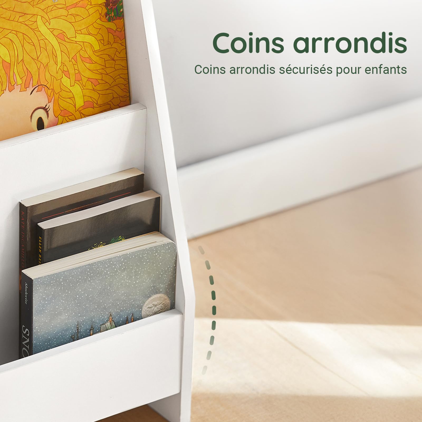 SoBuy Bibliothèque Enfant Rangement Livre Jouet Enfant Bibliothèque Livre 4 Niveaux Étagère à Livres Meuble de Rangement Chambre d'enfant Bureau Salon Blanc 80x30x88 cm KMB32-W
