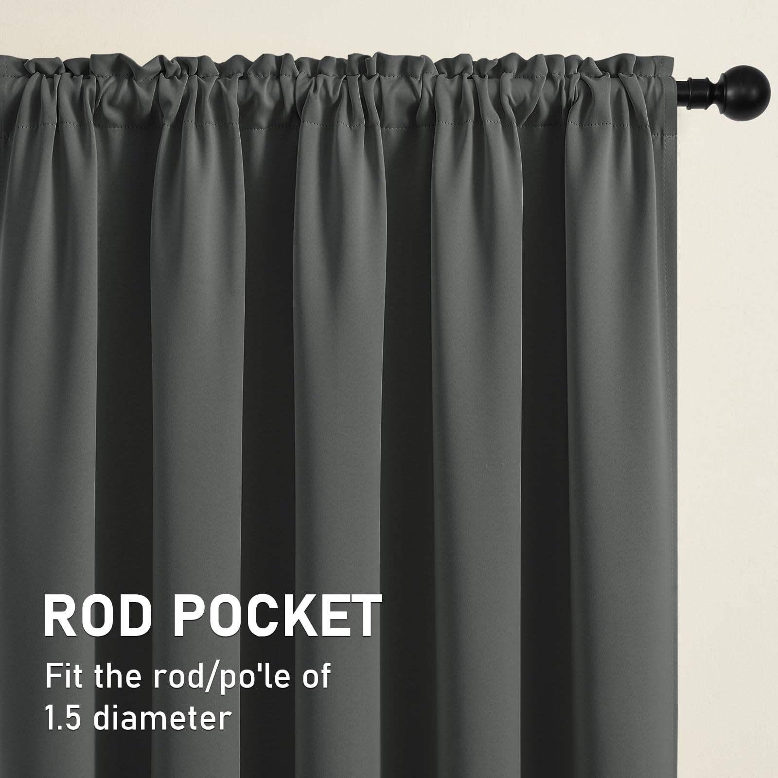 CUCRAF Dark Grey Blackout Curtains 84 inch Length 2 Panels Set - Image 3