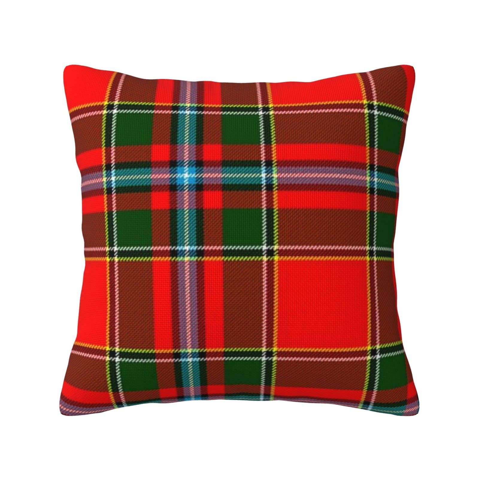 Yingd Pillowcase Clan Drummond Tartan Linen Sofa Cushion Cover 45X45cm