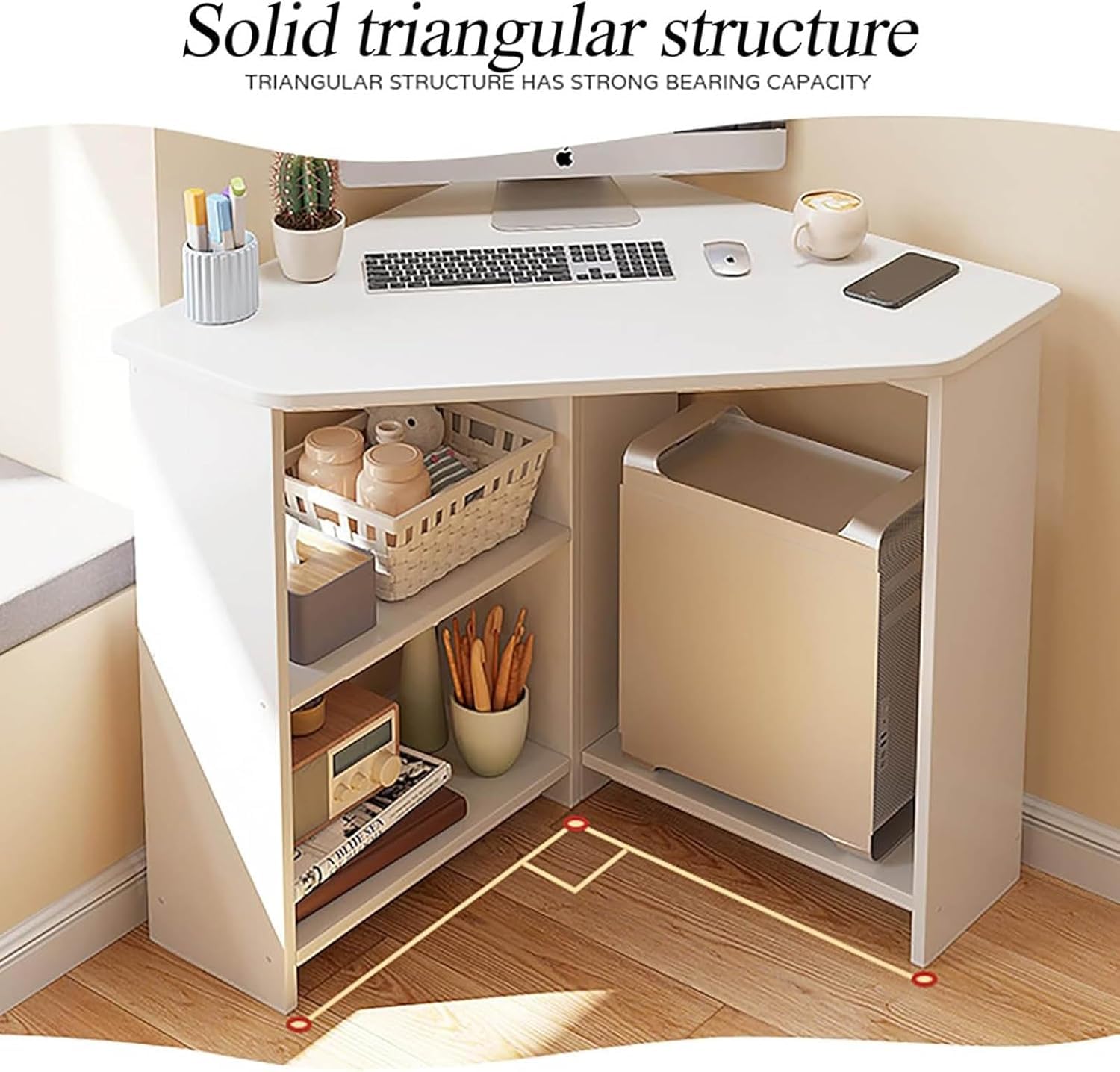 Amazon | コーナーデスクコンピュータテーブル、三角形学習デスク、L字
