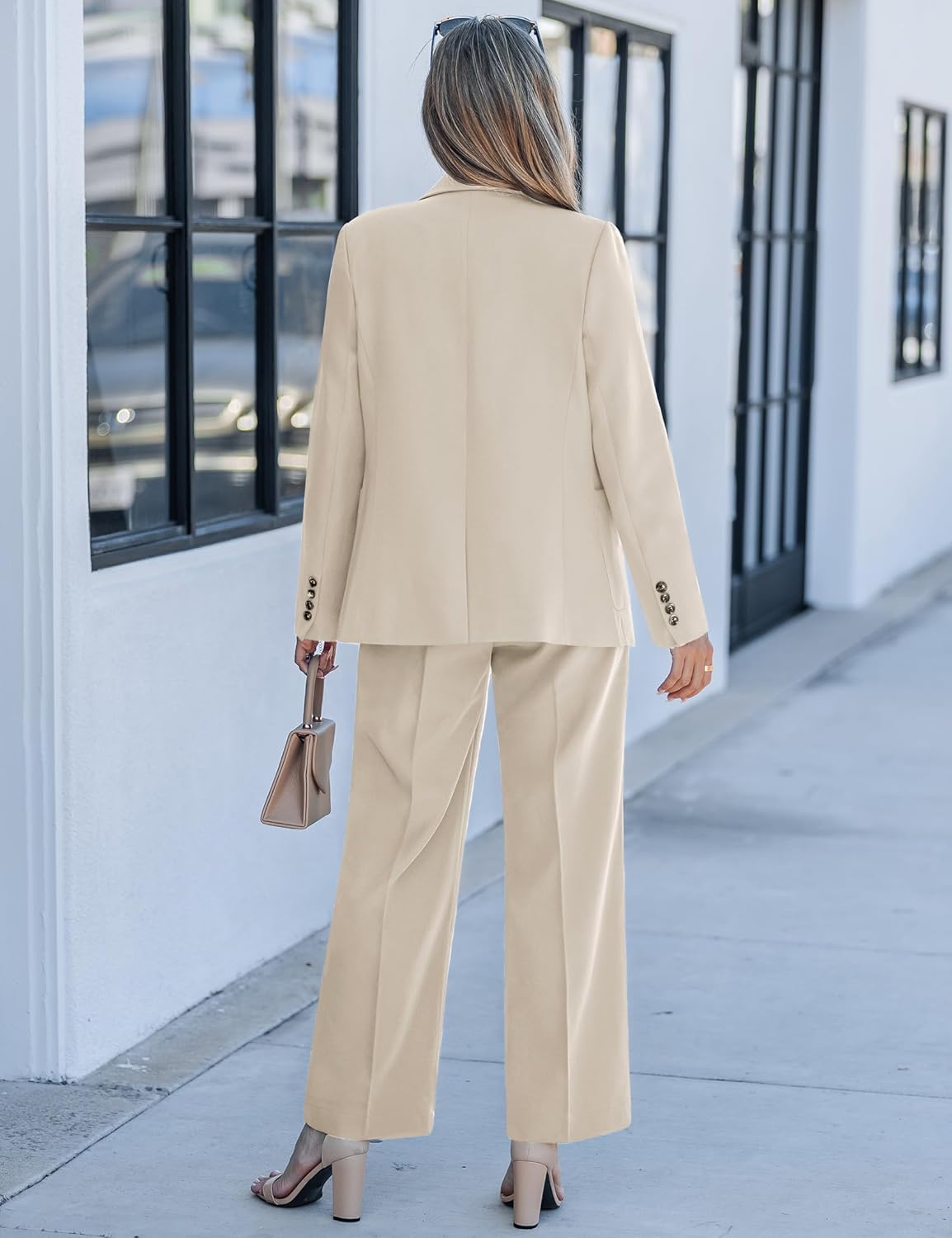 luvamia Pants Suits for Women Dressy 2 Piece Set Business Casual Outfit Professional Long Sleeve Office Work Blazer Sets - Image 3