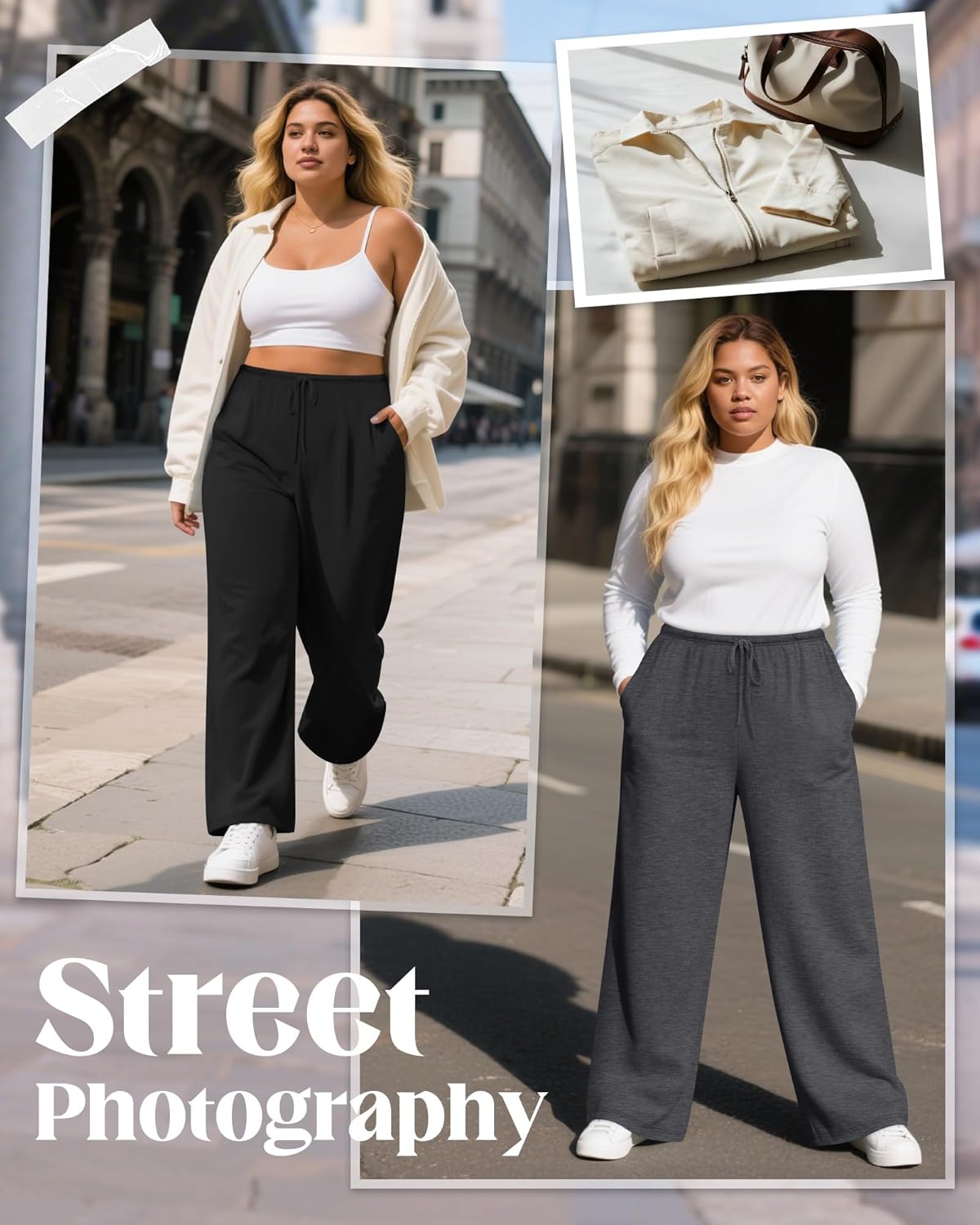 3 Pack Women's Plus Size Lounge Pants with Pockets, Wide Leg Loose Drawstring Pants Casual Sweatpants Jogger Pant - Image 4
