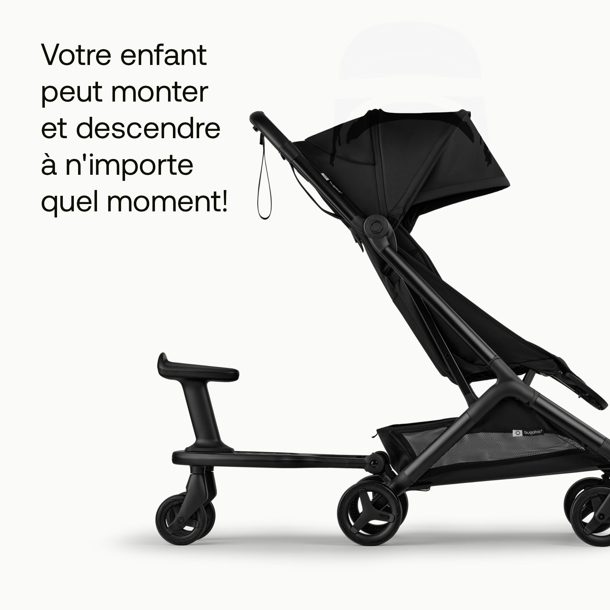 Planche à roulette confort+ de Bugaboo avec siège amovible - Pour enfants en bas âge avec option assise ou debout - Compatible avec toutes les poussettes Bugaboo - 2 roues pour plus de confort
