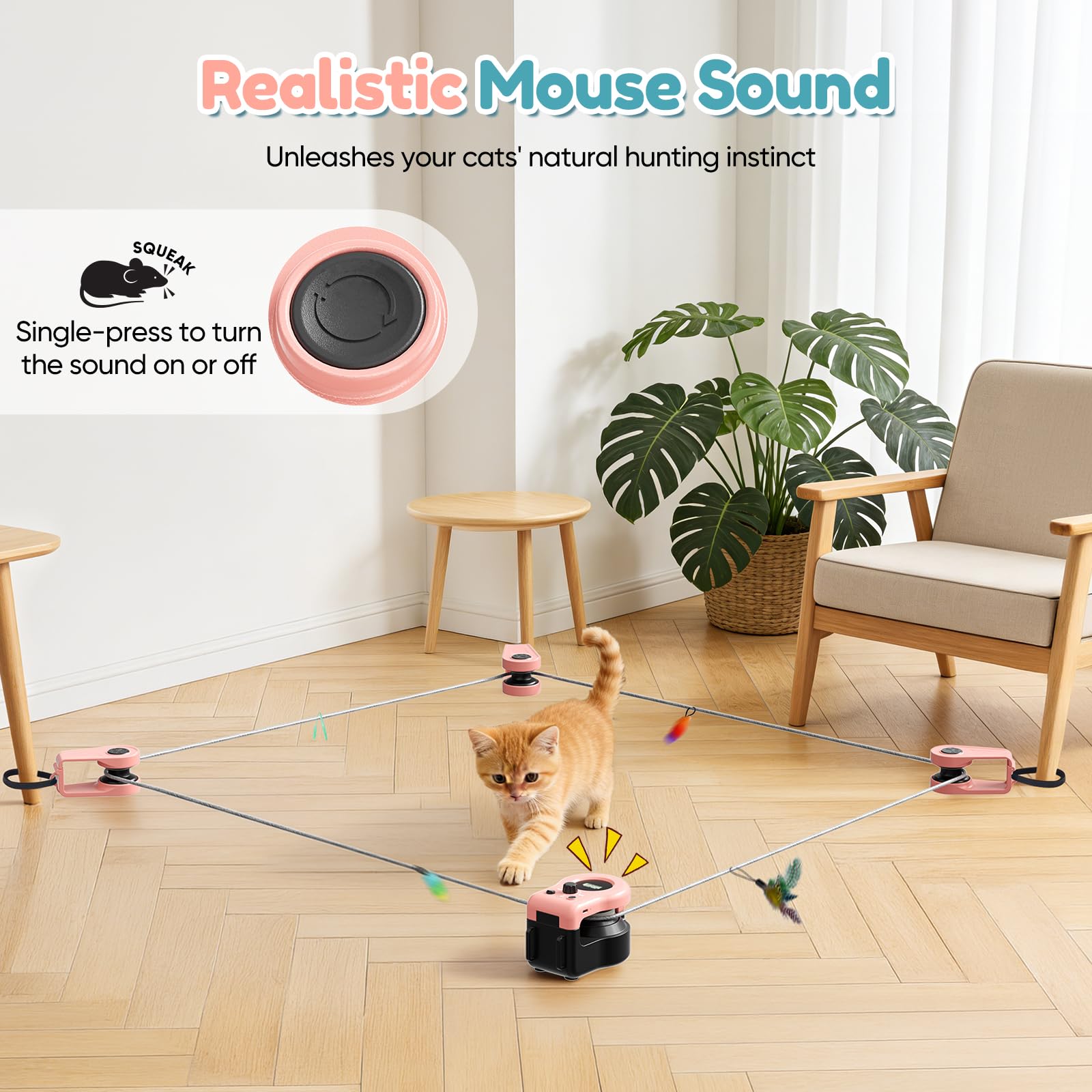 Giocattolo per Gatti da Interni, Nuovo Tapis Roulant per Cuccioli Annoiati con Controllo Automatico/Remoto e Velocità Regolabile, Gioco di Inseguimento e Percorso di Corsa con Design Fai da Te