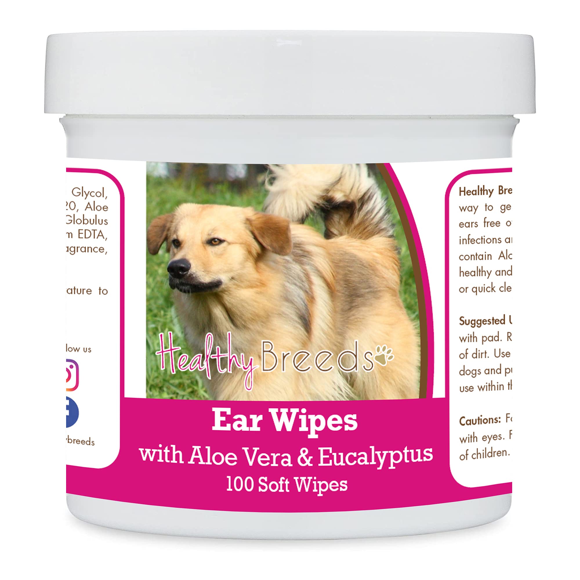 Healthy Breeds Chinook Ear Cleaning Wipes with Aloe &amp; Eucalyptus for Dogs 100 Count