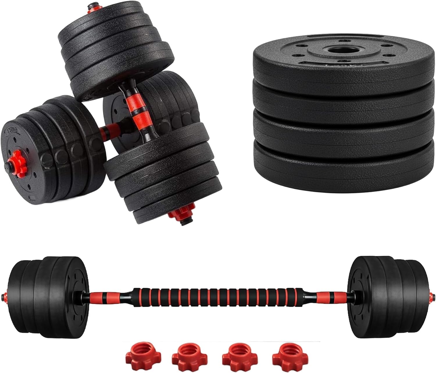 Zanbeel Dumbbell Weights Set 30KG with Connecting Rod, Adjustable Lifting Training Set for Workout Training, Perfect for Man/Women Bodybuilding