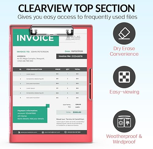 Miniatura 2 de Sooez Portapapeles con almacenamiento, tableros de clip resistentes de 8.5 x 11 pulgadas con doble almacenamiento, portapapeles de plástico de