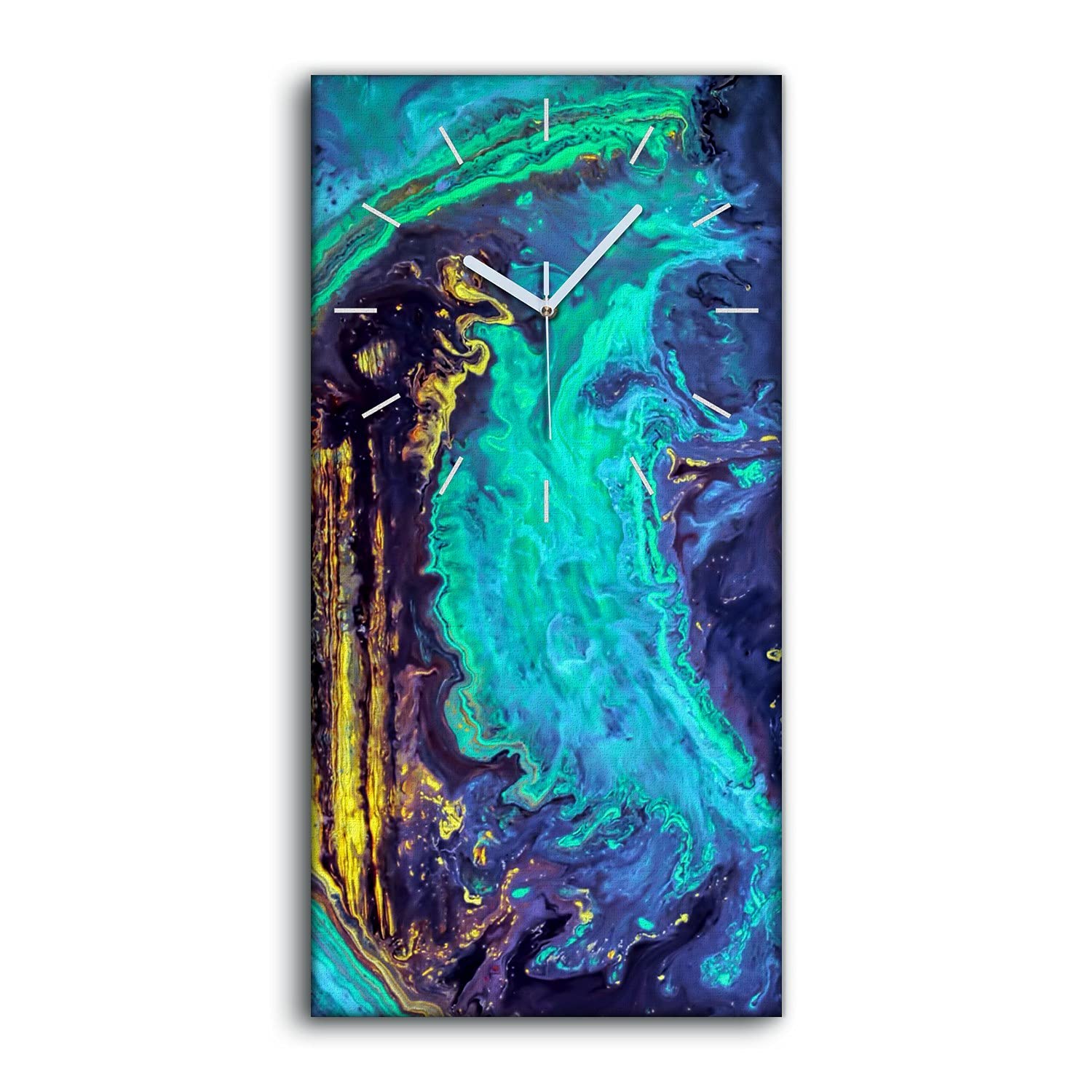 Aquarelle malariaque colorée sur horloge murale design 30x60cm pour bureau créatif