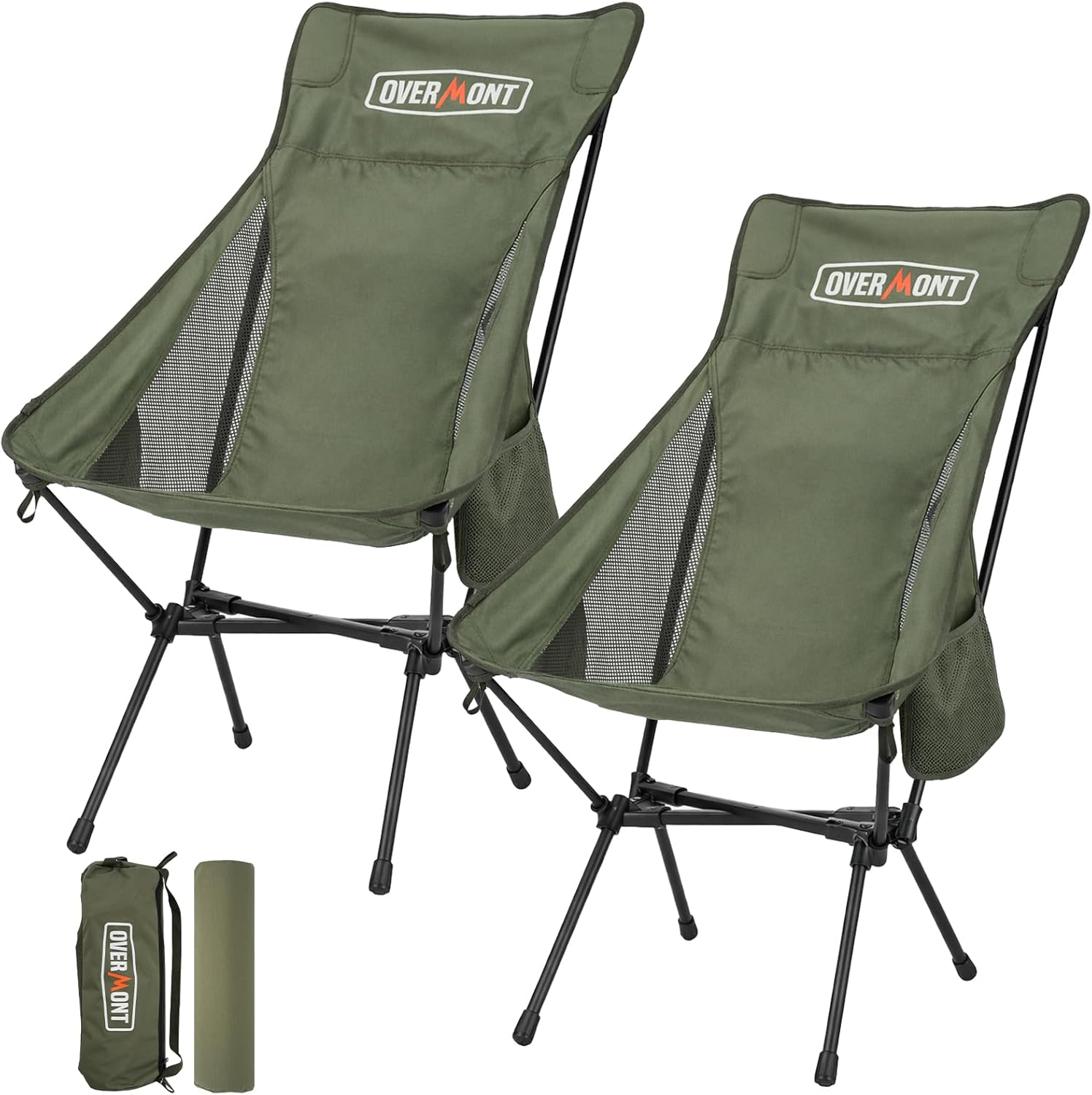Overmont Ultralight Portable Camping Chair- Lightweight Folding Backpacking Chair, Support up to 330Lbs Compact Beach Chair for Adults with Carry Bag for Backpack Hiking Fishing Outdoor Camp Travel