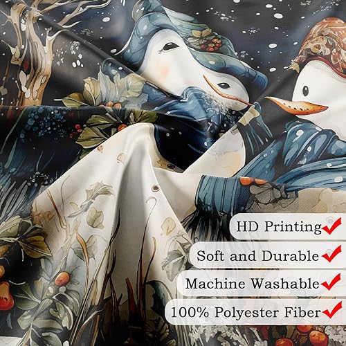 Miniatura 5 de Xiaoput Cortina de ducha con diseño de muñeco de nieve de invierno para baño, muñeco de nieve de Navidad en bosque nevado, impermeable, accesorios