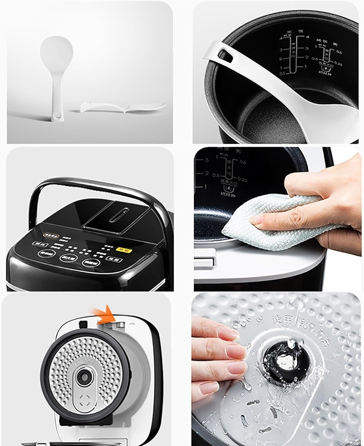 Mini Rice Cooker (2L) 24H Reservation Rice Cooker, Lock Heat Non-stick Inner for Family Dormitory，for 1-3 People 220-240V US/EU