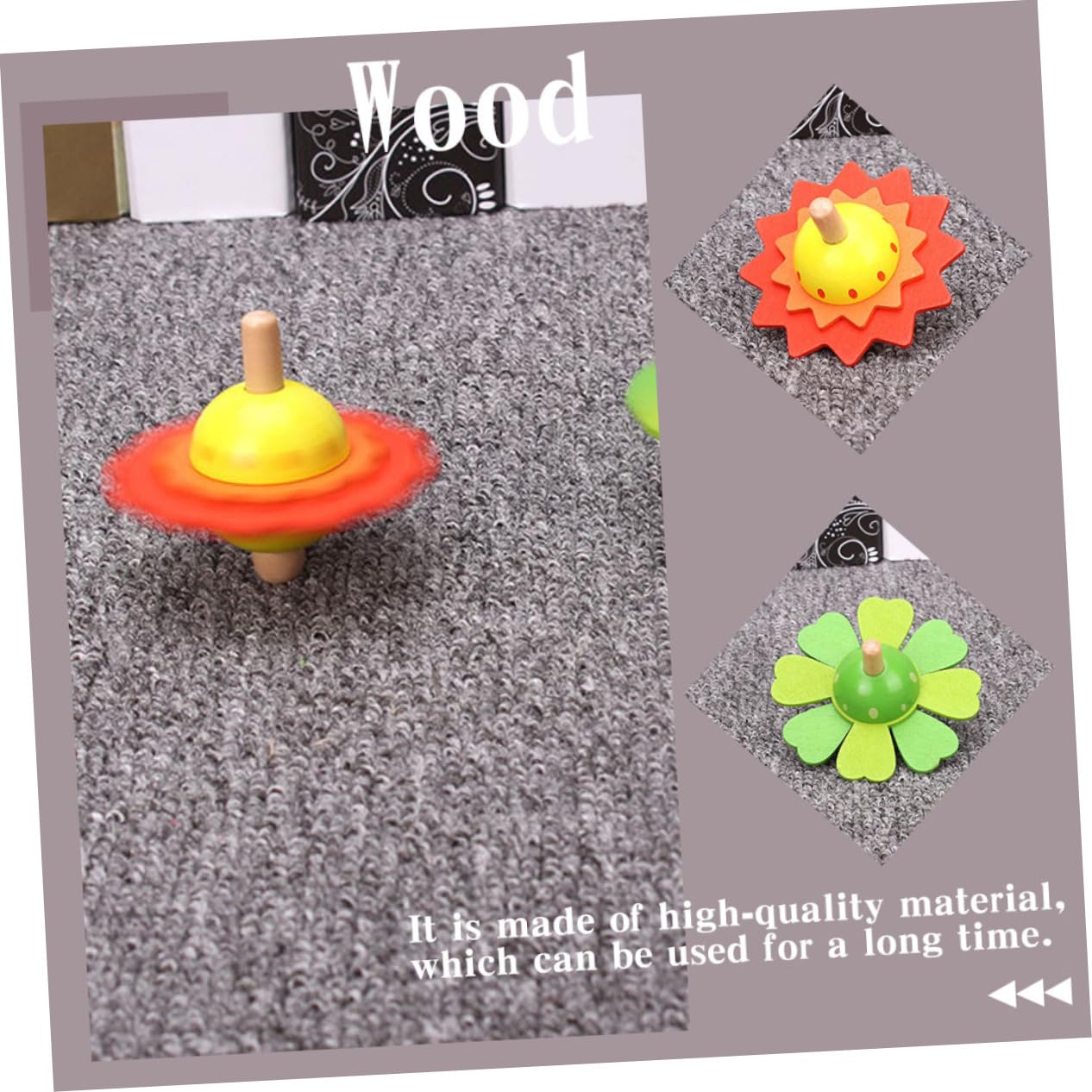 Toddmomy Mini for Boys and Girls Educational Wooden Spinning Top Toy for Birthday Parties
